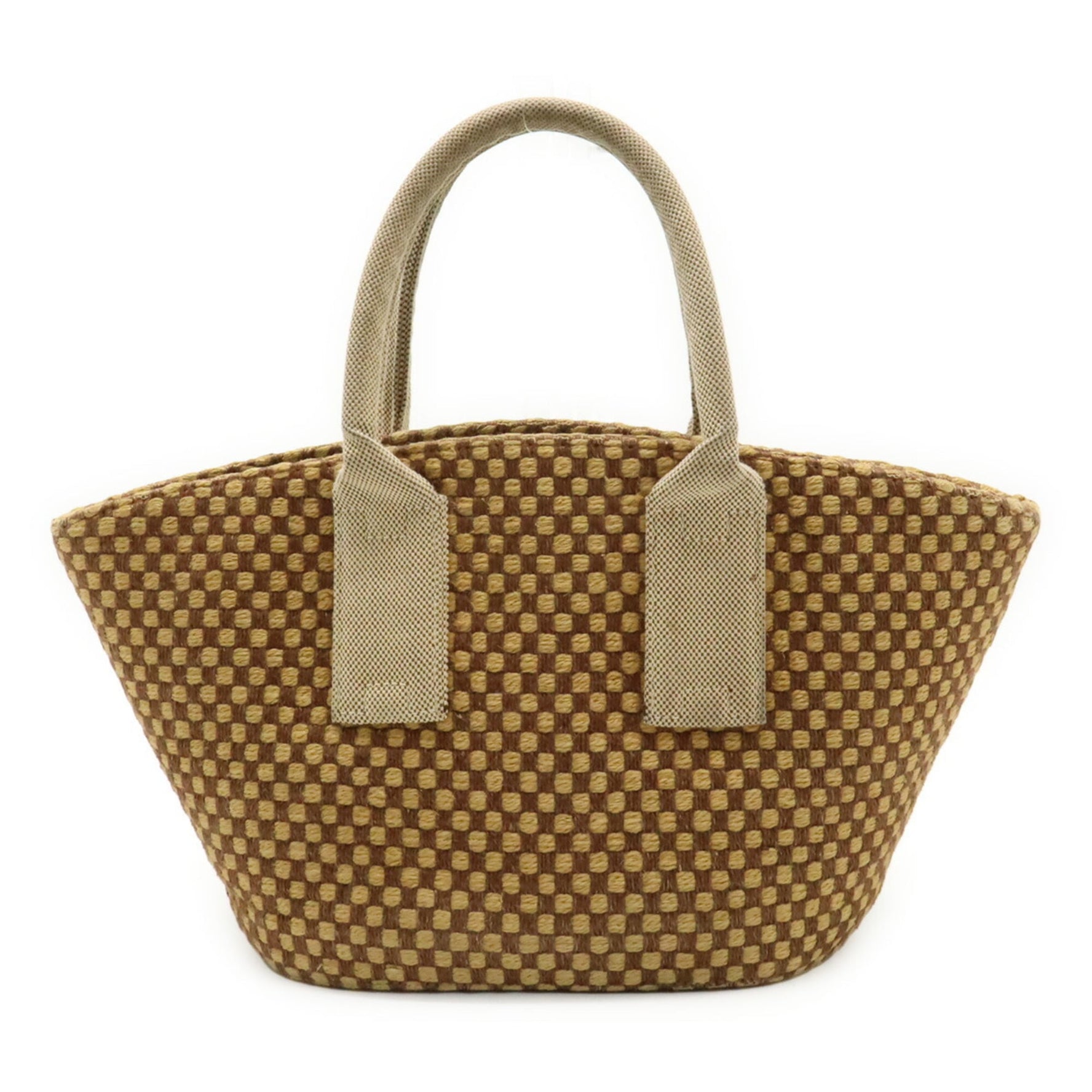 HERMES Panierbas PM Tote Bag, Handbag, Linen, Brown, Beige