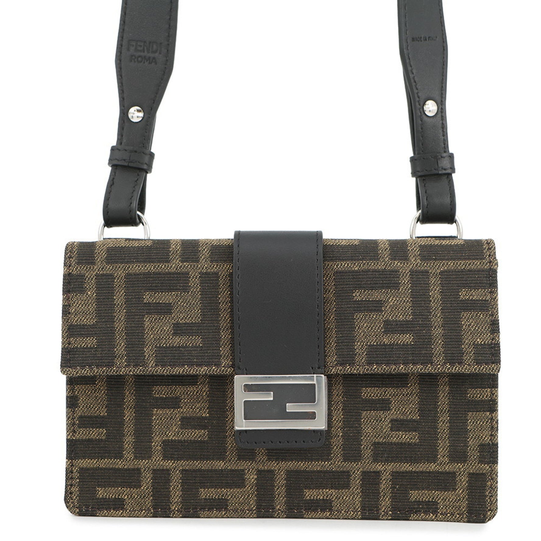 FENDI Baguette Shoulder Bag in Zucca Pattern Canvas