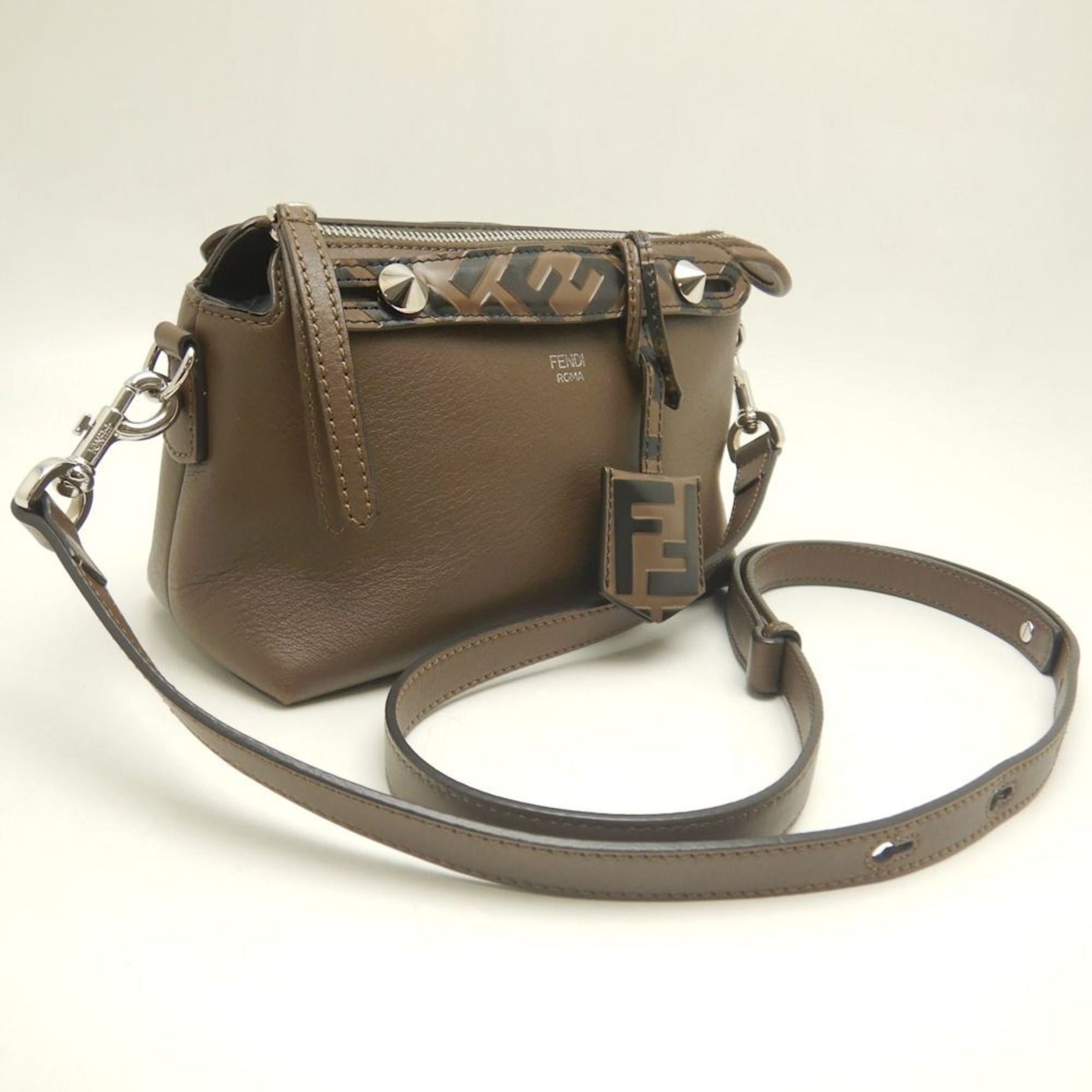 FENDI By the Way Mini Zucca Shoulder Bag in Leather