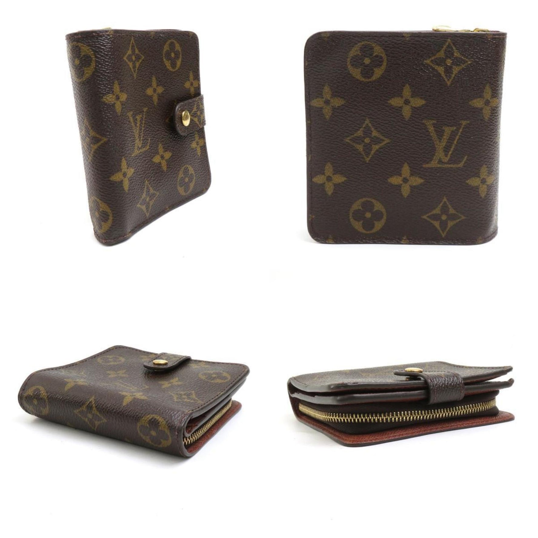 Louis Vuitton Bi-fold wallet Monogram Compact Zip canvas Gold
