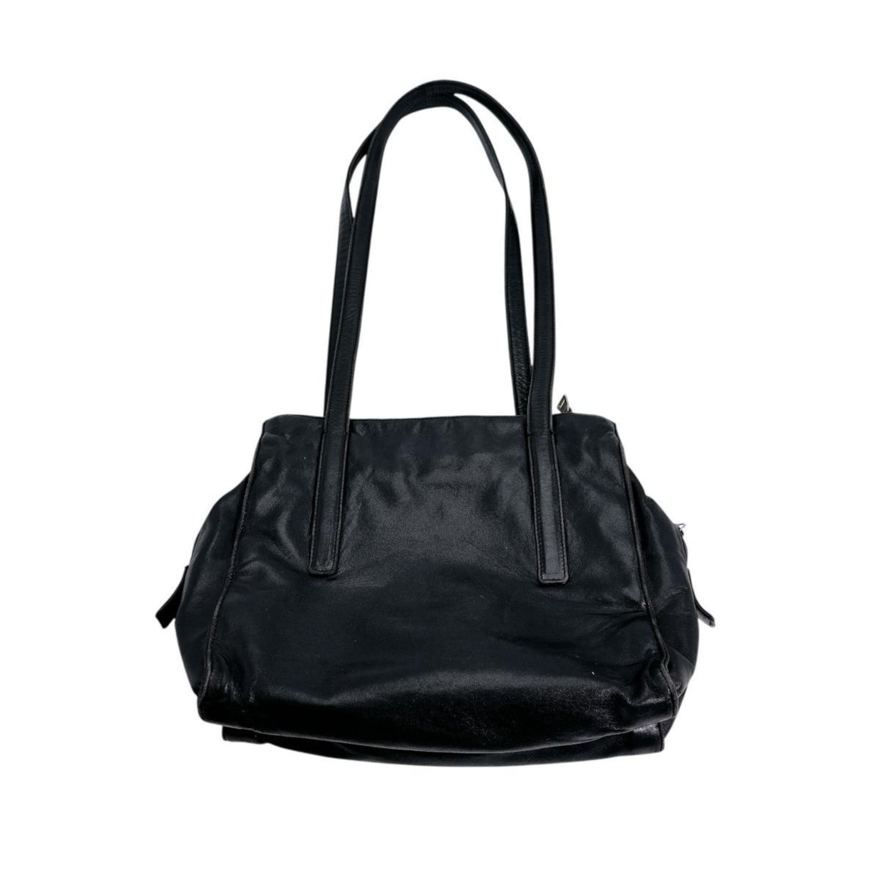 PRADA Tote Bag Logo Embossed Leather
