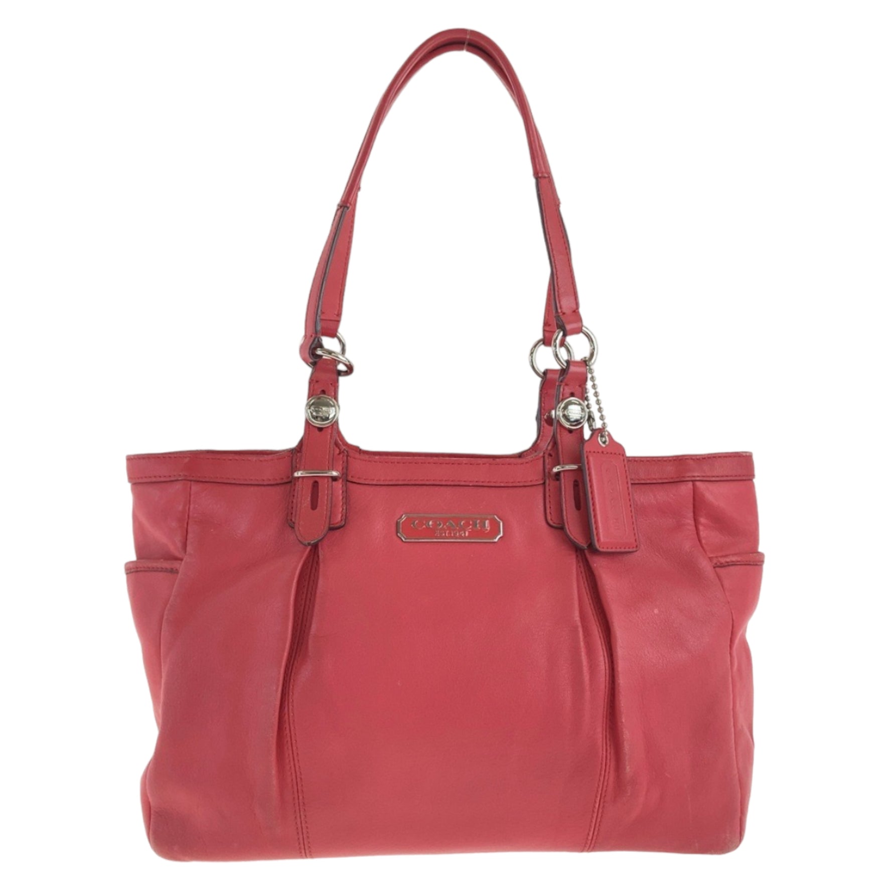 COACH Silver Hardware Leather Tote Bag Shoulder