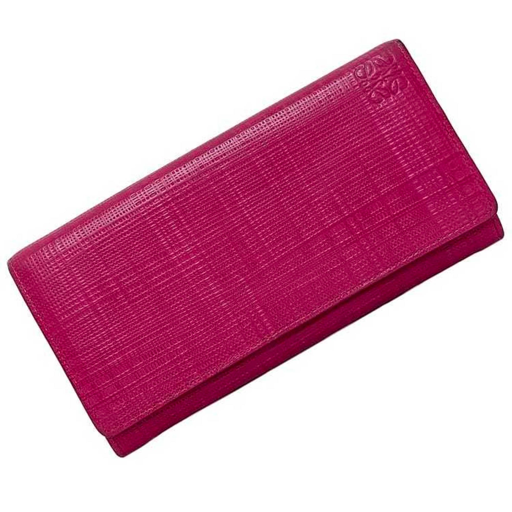 Loewe folio long wallet pink gold linen leather flap ladies