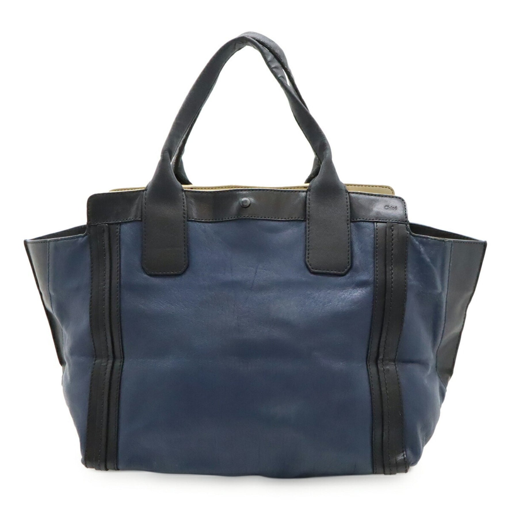 Chloé Chloe Allison Tote Bag, Handbag, Leather, Two-Tone, Navy Blue, Black