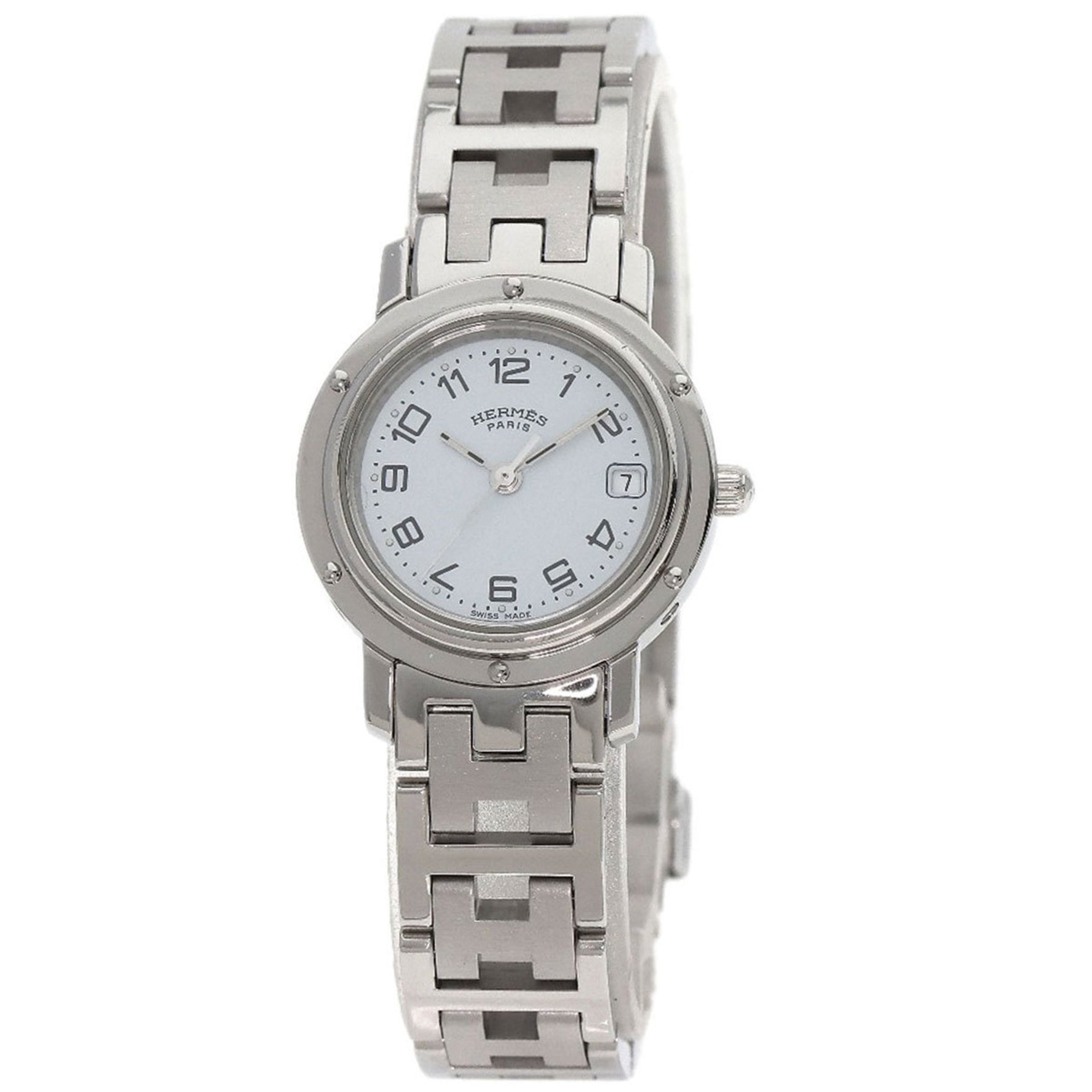 Hermes Clipper Watch Stainless Steel SS Ladies