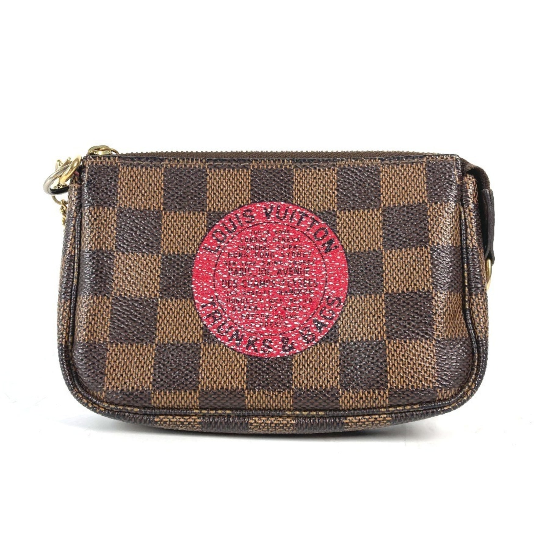 Louis Vuitton Damier T&B Mini Pochette Accessory Bag Pouch Chain Handbag Canvas Ebene Brown
