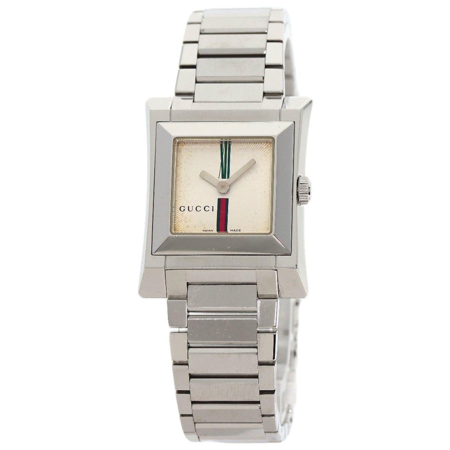Gucci Square Face Watch Stainless Steel SS Ladies