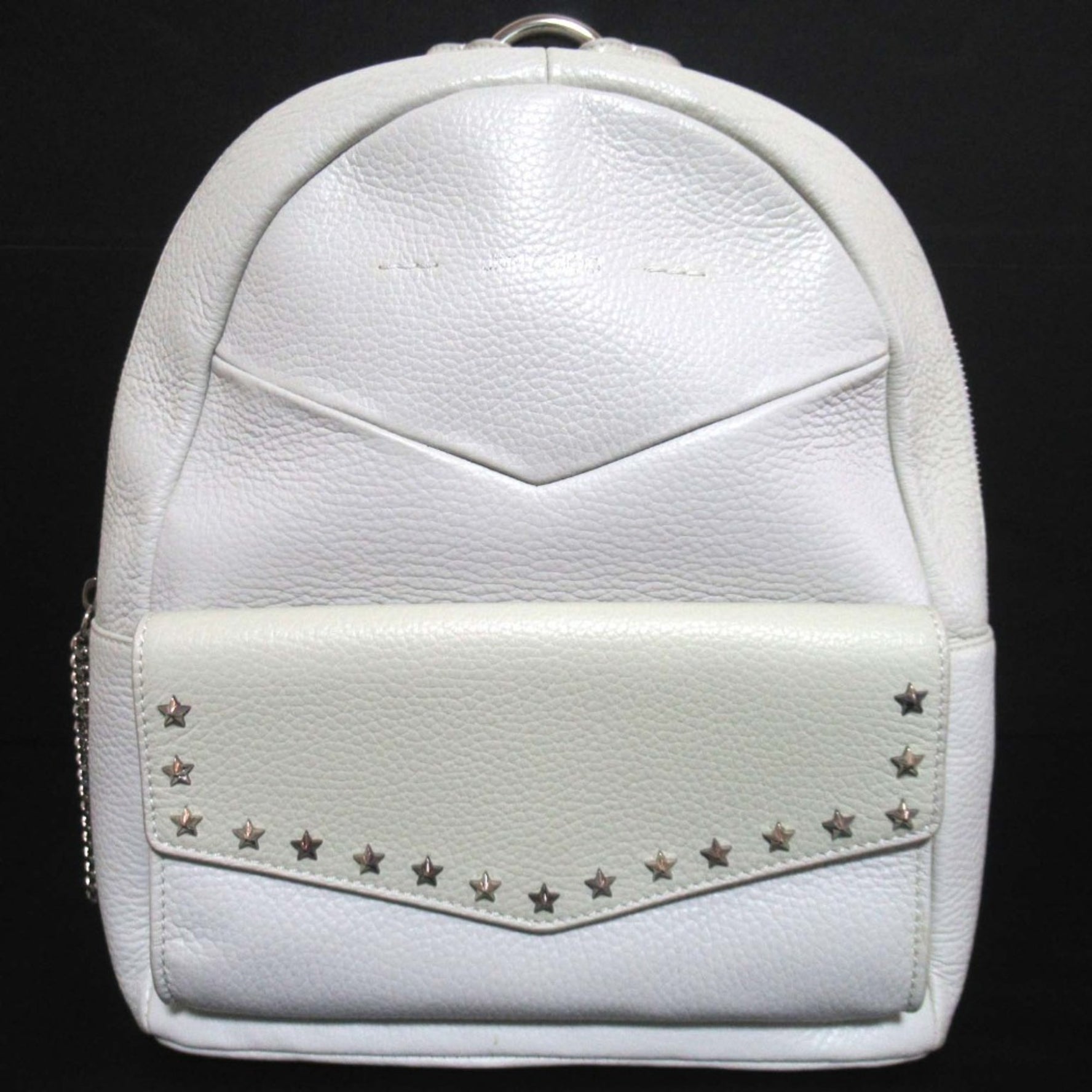 JIMMY CHOO Star Studs Leather Rucksack Backpack Daypack Off-White Women's