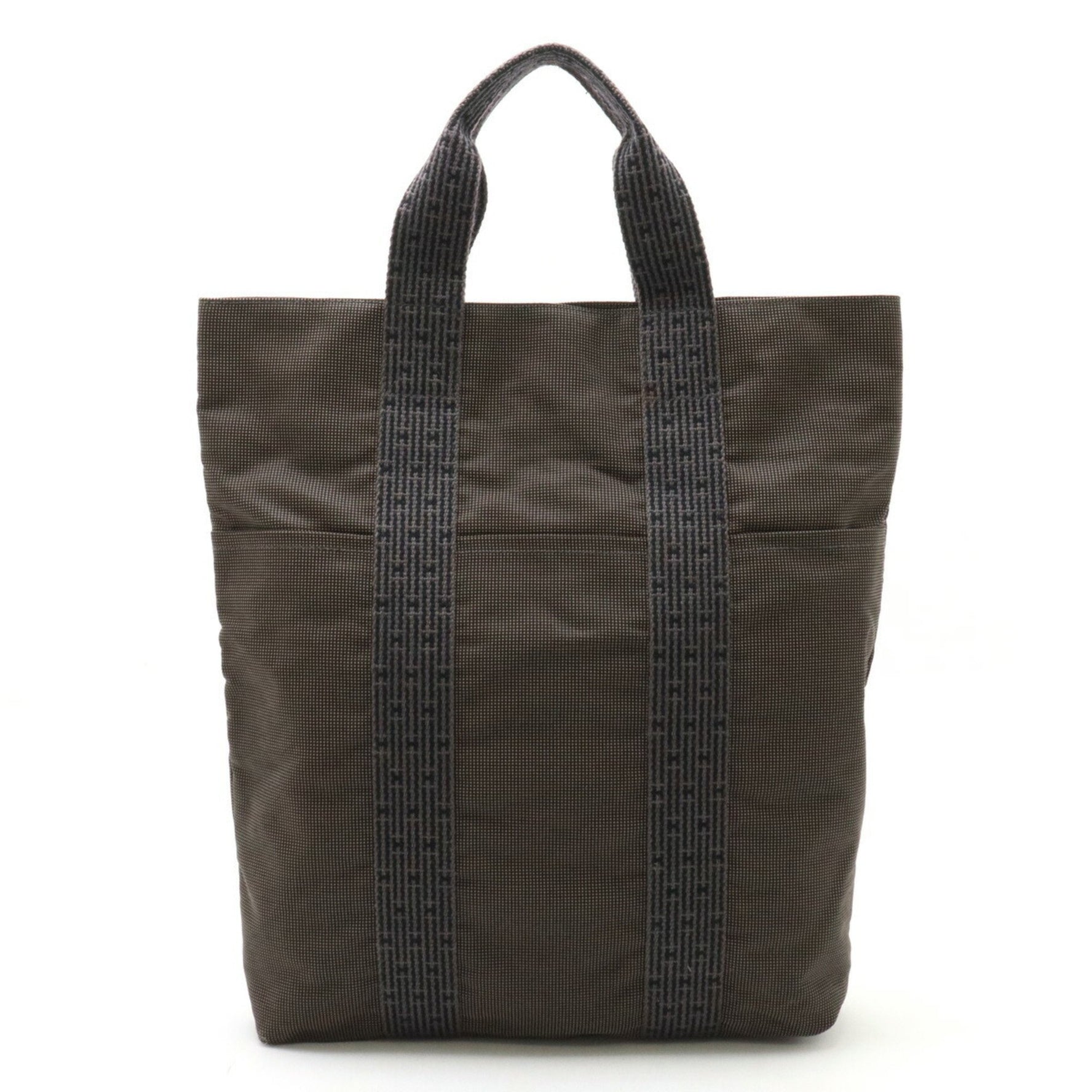 HERMES Air Line Cabas Tote Bag Canvas Grey Black