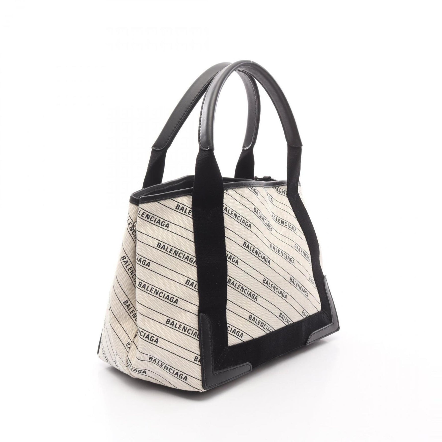 Balenciaga NAVY CABAS S Navy Cabas Tote Bag, Canvas, Black/White