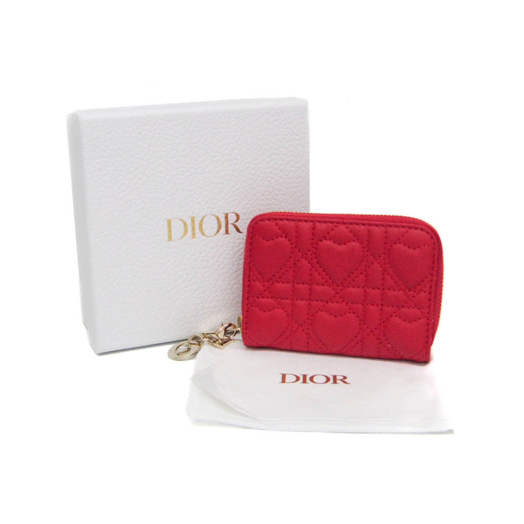 Christian Dior Lady Dior Leather Coin Purse/coin Case Red Color
