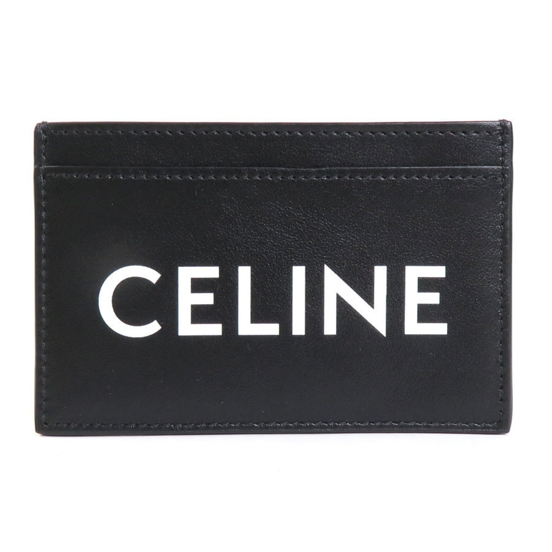 Celine Card Case Pass Leather Black x White Unisex