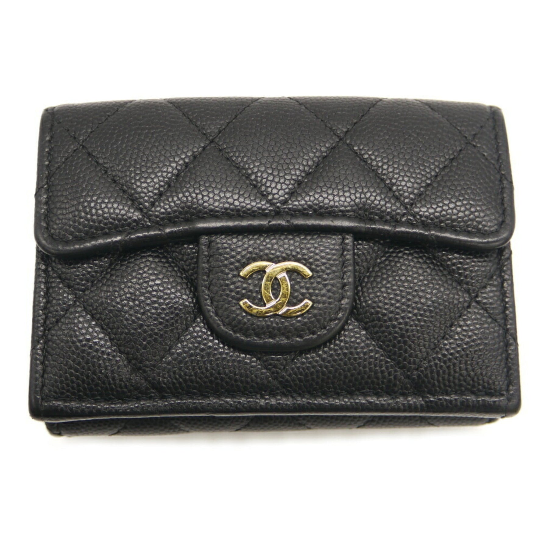 CHANEL Classic Small Flap Wallet with Coco Mark and Matelasse Caviar Leather in Tri-fold