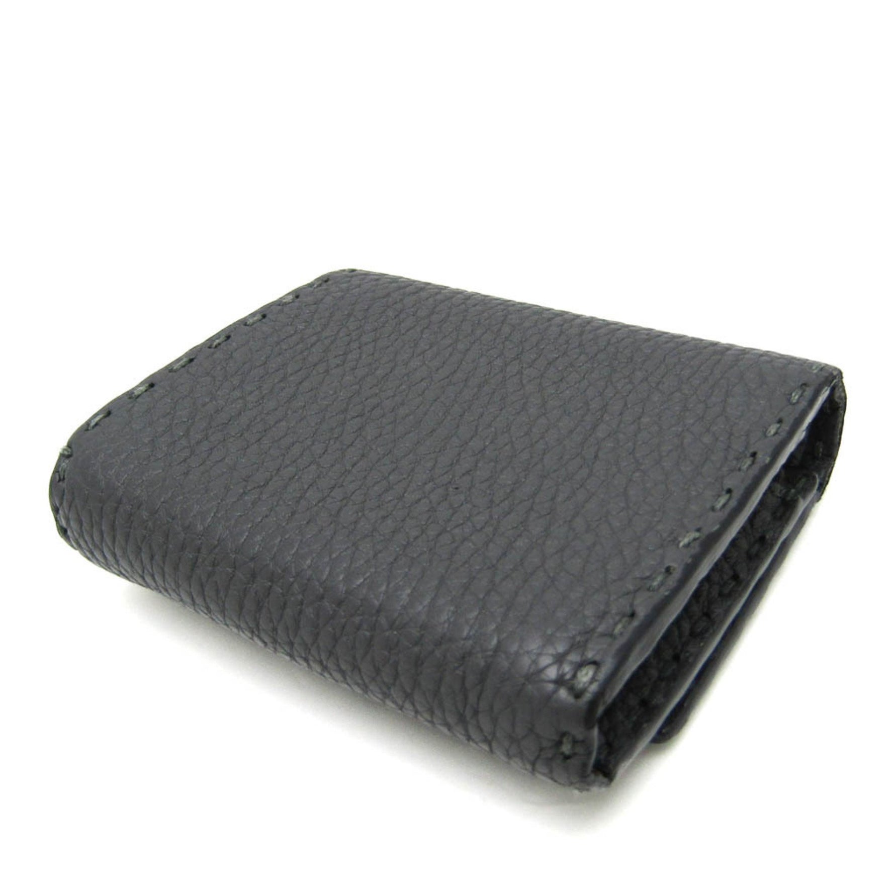 Fendi Selleria Women,Men Leather Wallet (bi-fold) Dark Gray