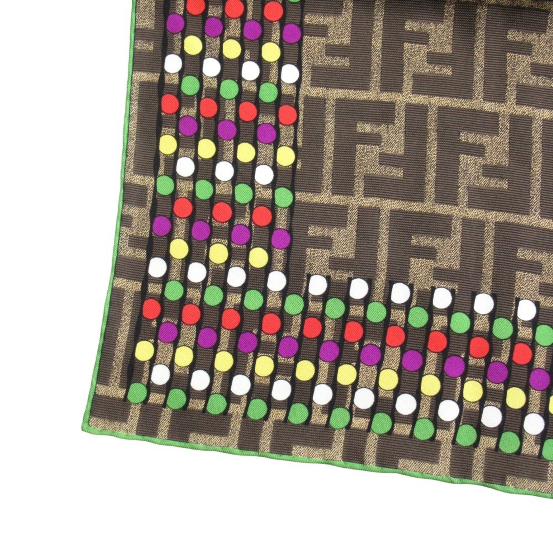 FENDI FF logo Zucca pattern silk scarf/muffler multi-dot all-over brown