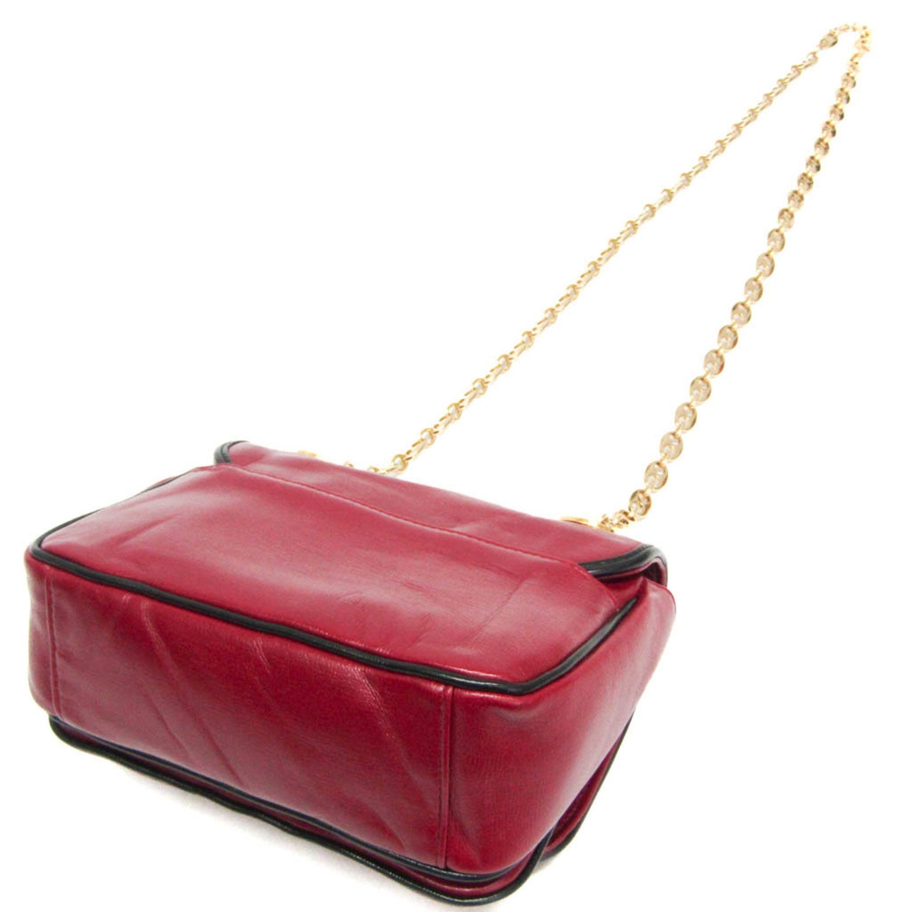 Gucci Interlocking G Chain Shoulder Bag Leather Shoulder Bag Black,Red Color