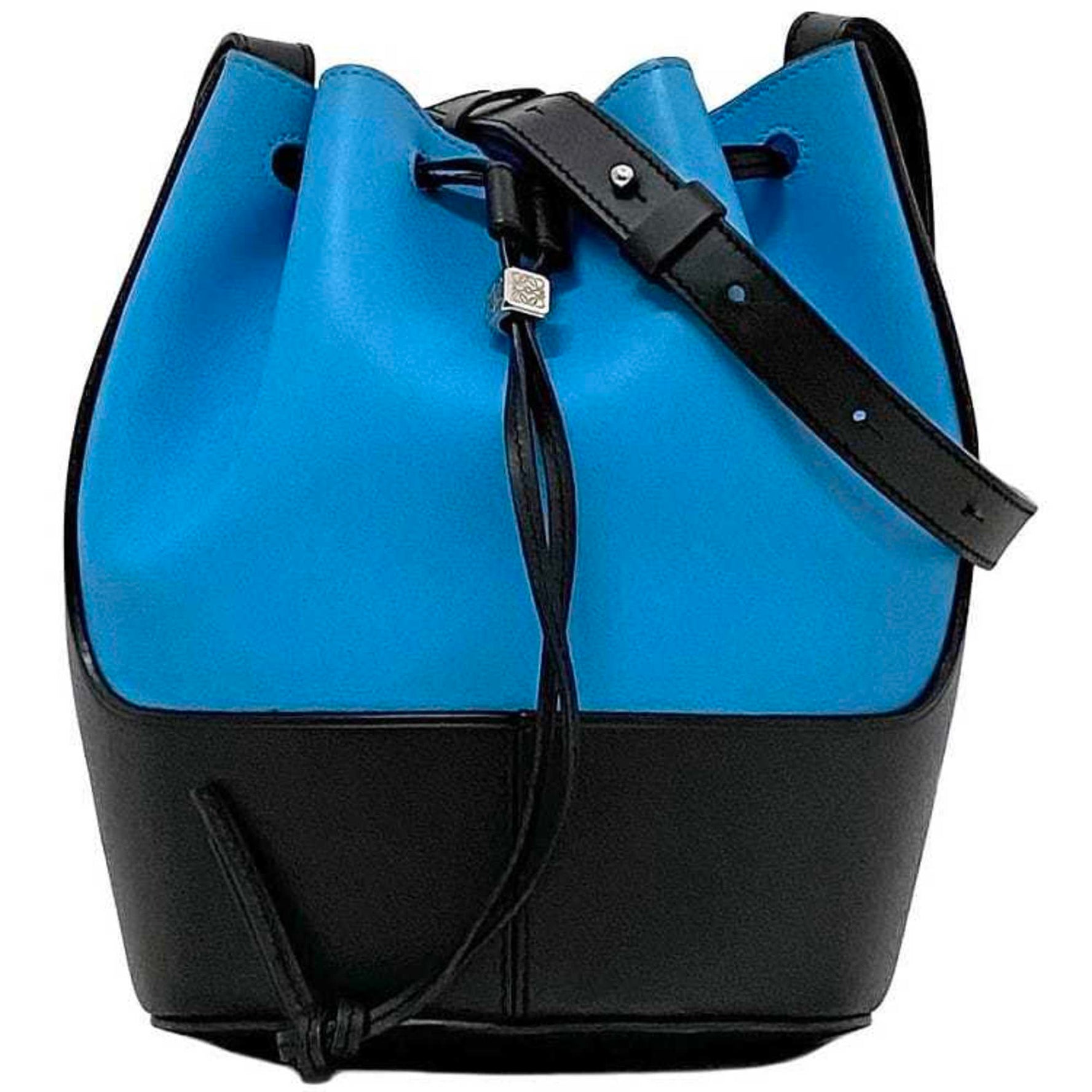 LOEWE Shoulder Bag Light Blue Black Balloon Leather Crossbody Anagram Bicolor Women Men Dice