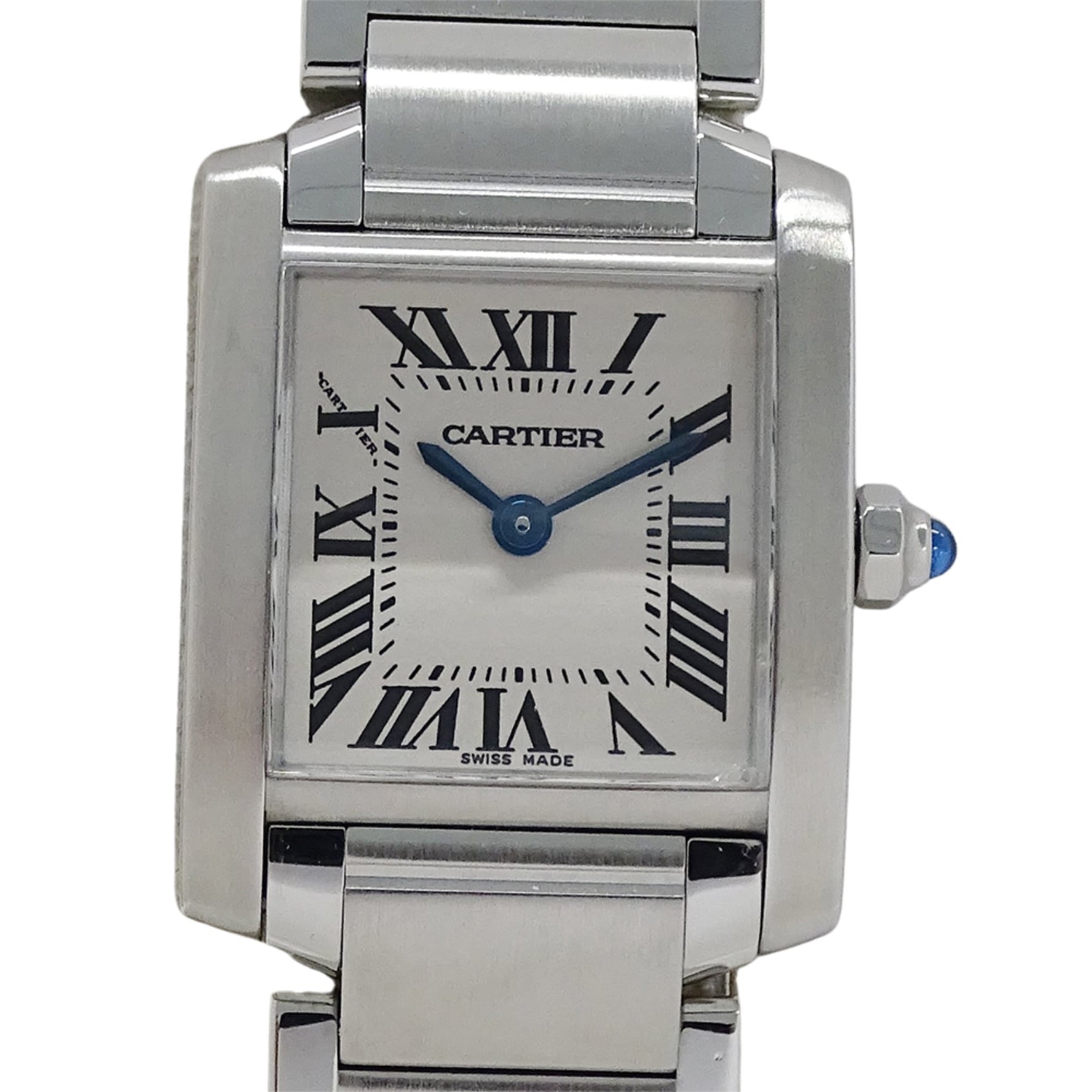 Cartier Tank Française Watch, Small Quartz, Stainless Steel, Silver/Ivory, Polished