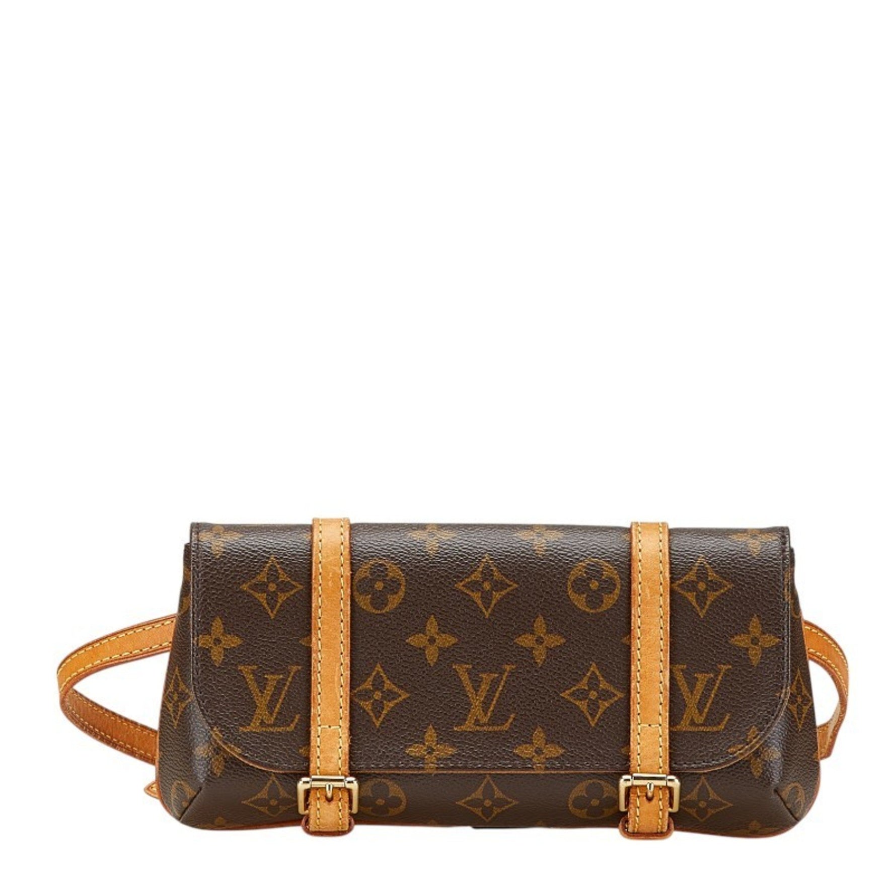 Louis Vuitton Monogram Pochette Marel Waist Bag Body Brown PVC Leather