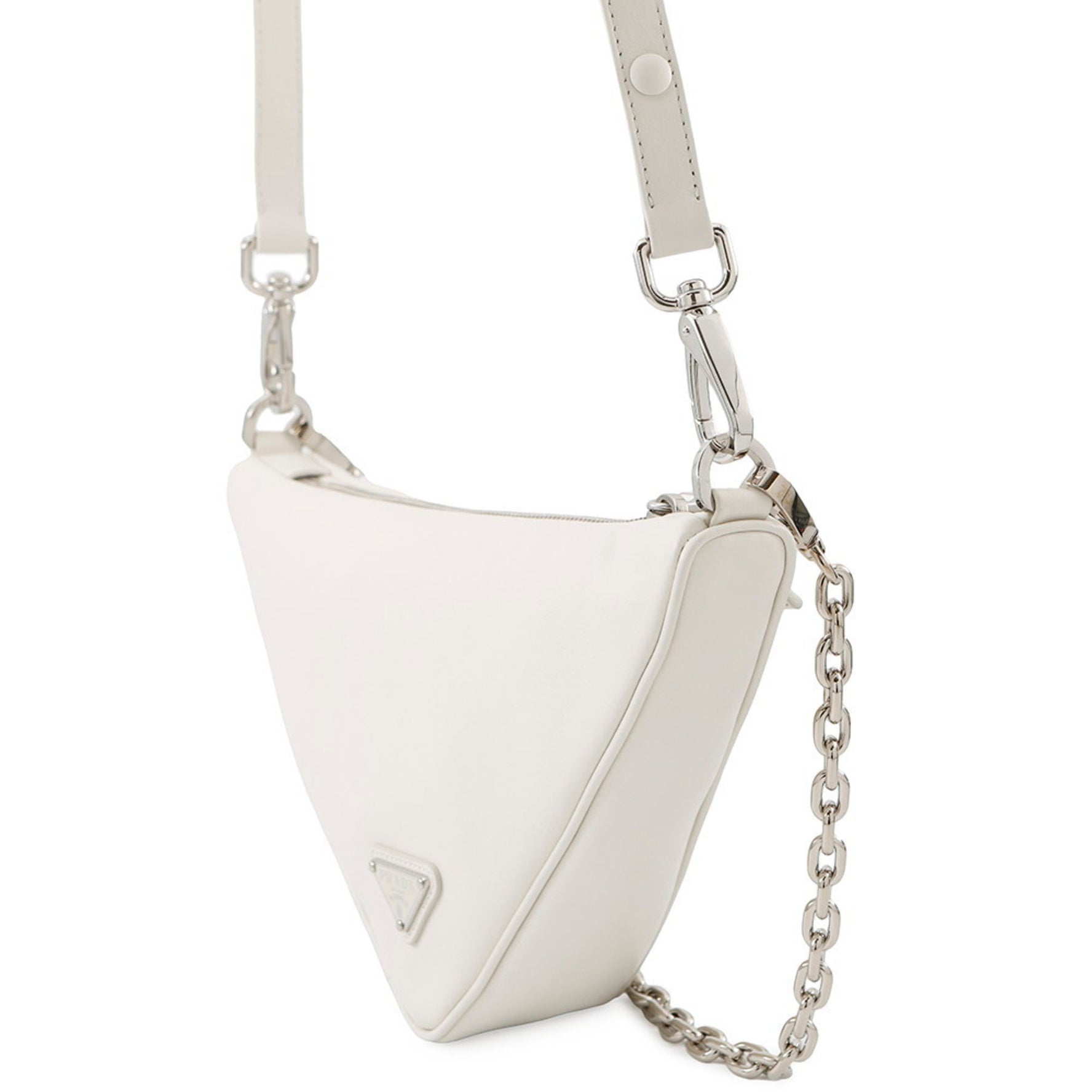 Prada Triangle Shoulder Bag in Calfskin Leather -