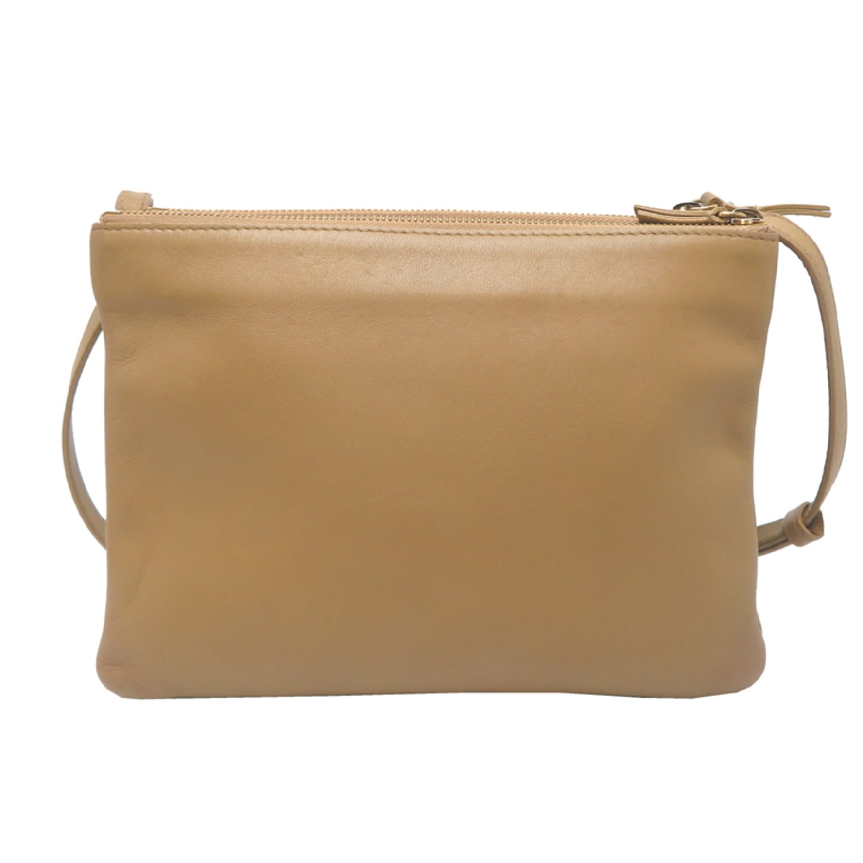 Celine Trio Large Shoulder Bag in Light Brown Leather