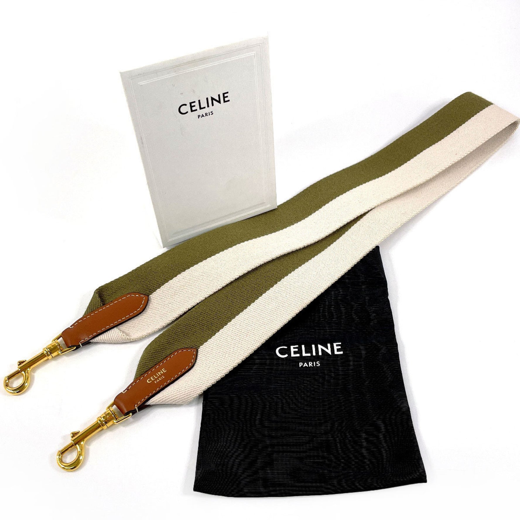CELINE Shoulder Strap Canvas Khaki