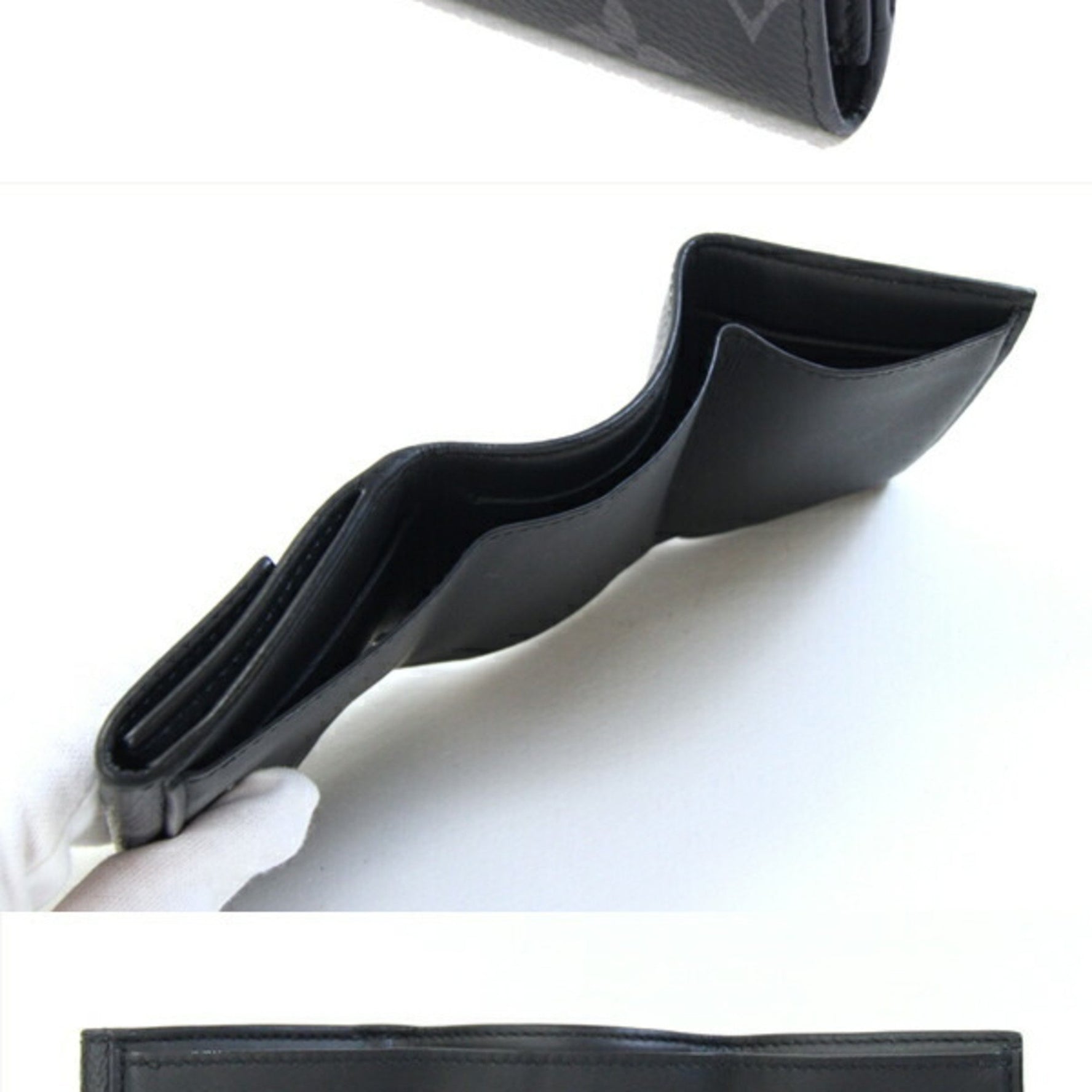 Louis Vuitton Bi-fold Wallet Monogram Eclipse Discovery Compact Mini Black