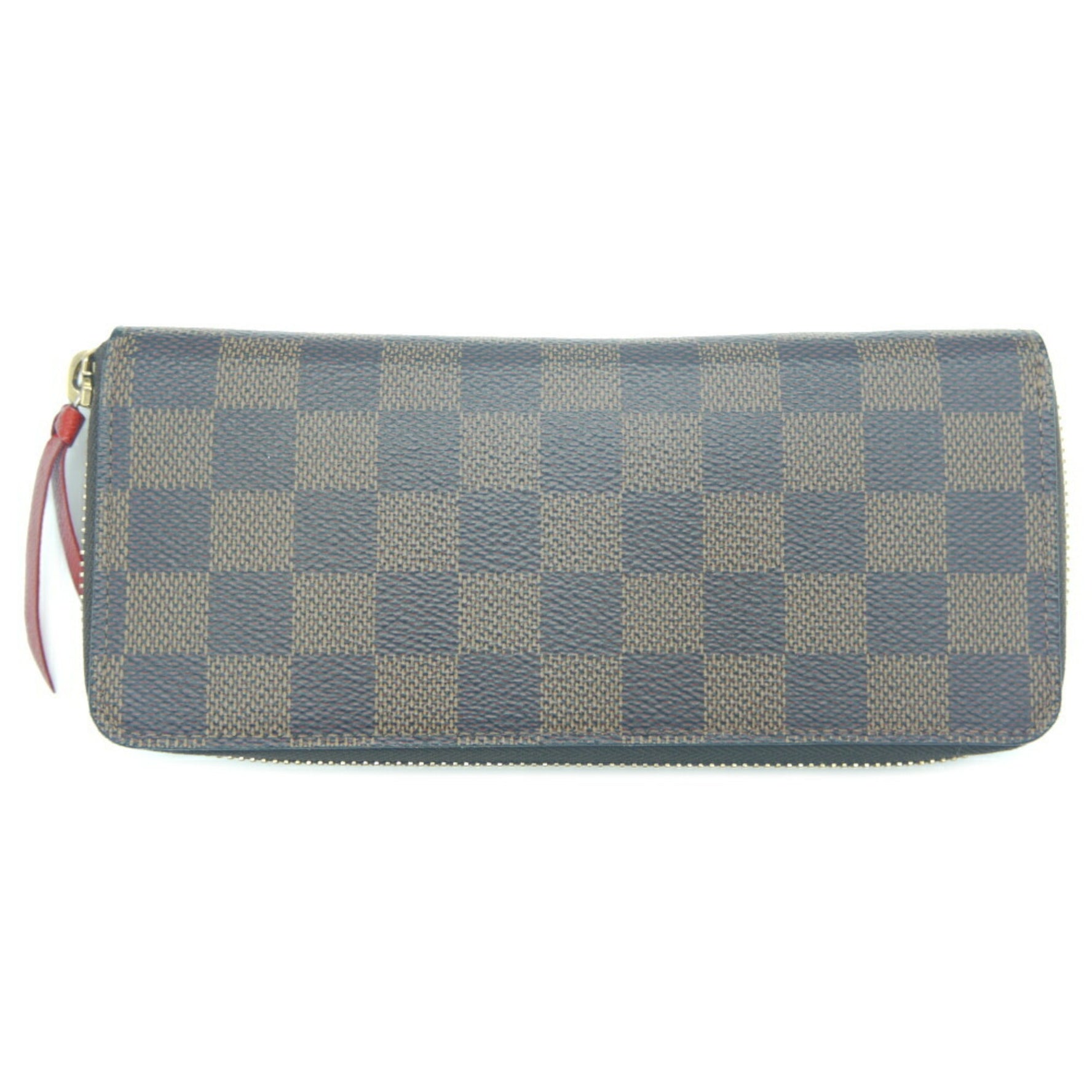 Louis Vuitton Long Wallet Portefeuille Clemence Damier Ebene Cerise Round
