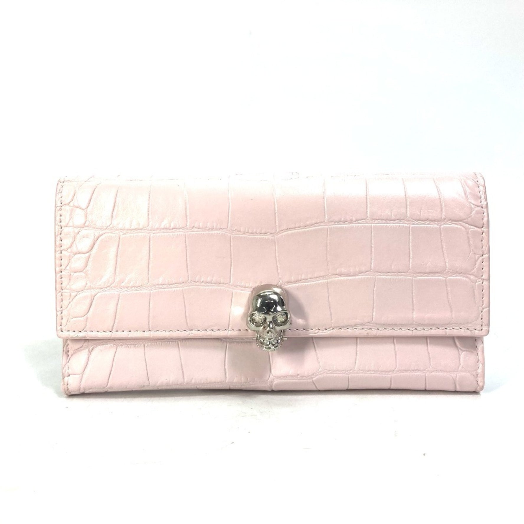 Alexander Wang Rhinestone Skull Long Wallet Embossed Leather