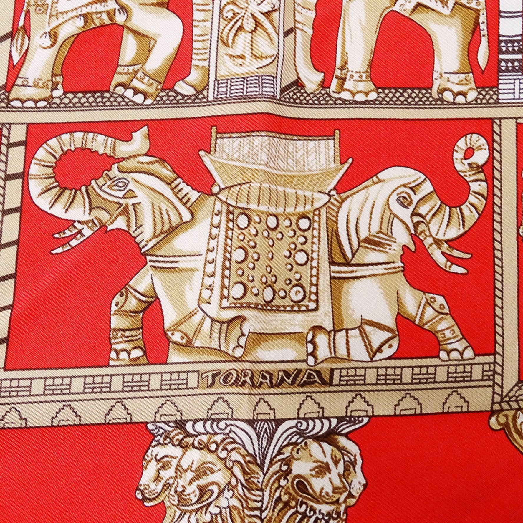 Hermes Hermès TORANA Scarf, Petit Carré, Silk, Red, Vivid Egyptian Sculpture