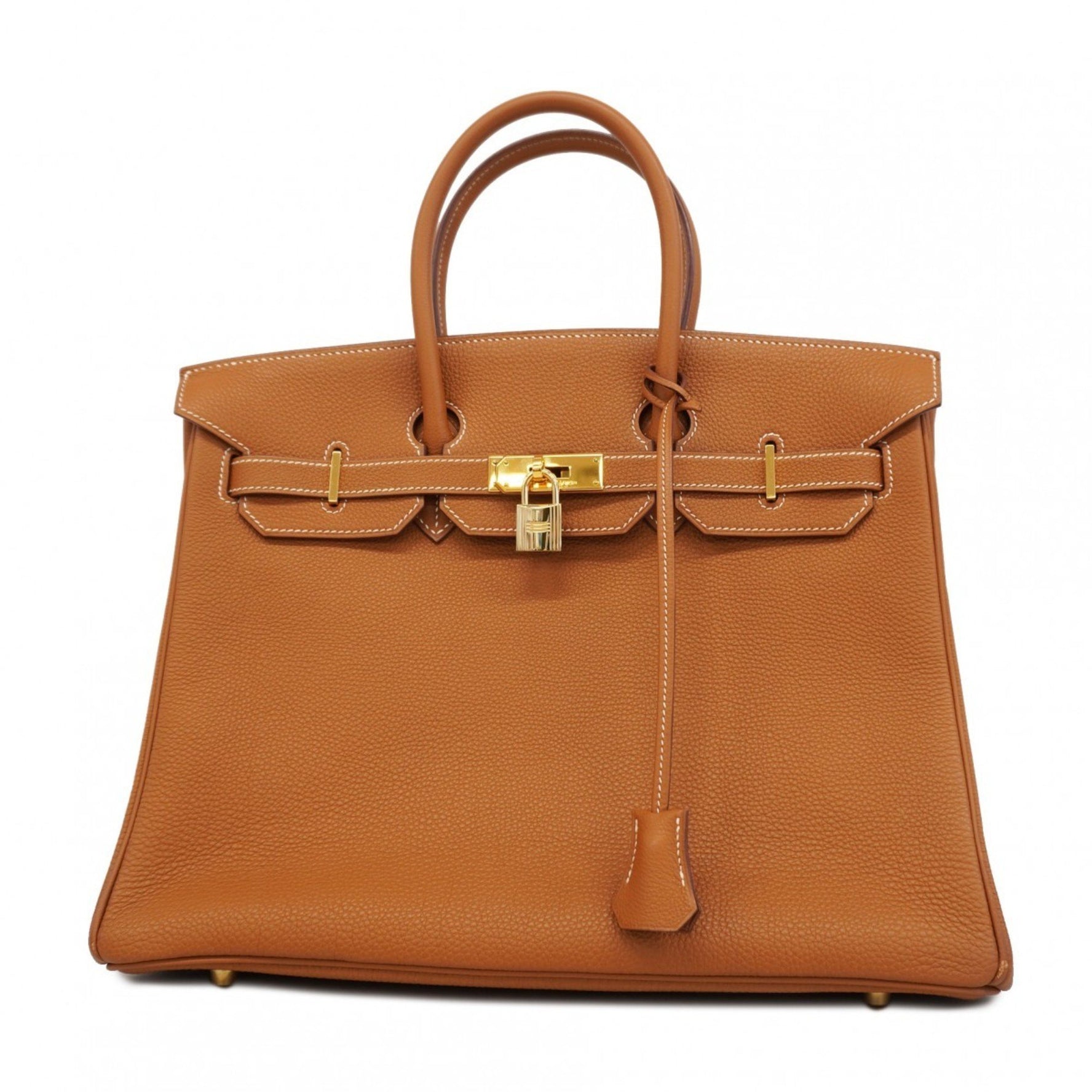 Hermes Birkin 35 Togo Gold Handbag with H Stamp for Women