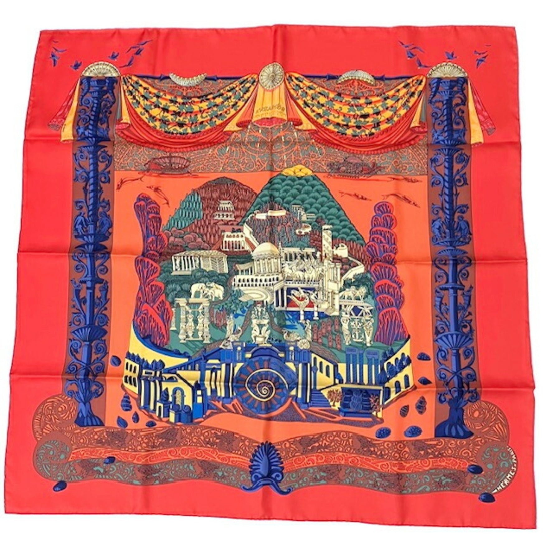 HERMES Carré 90 Scarf/Muffler L’ATLANTIDE 100% Silk