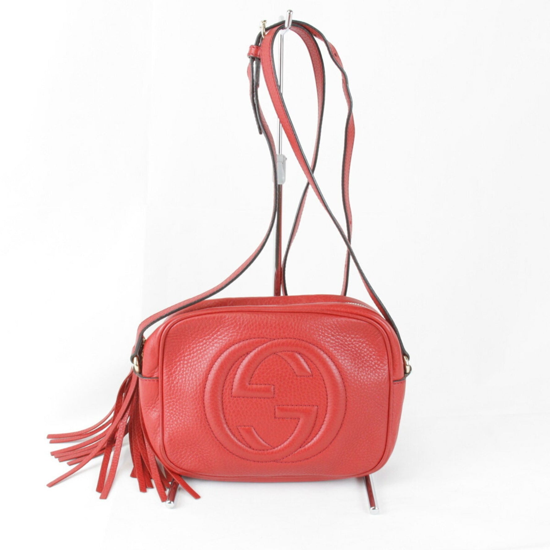 GUCCI Shoulder Bag Leather Red