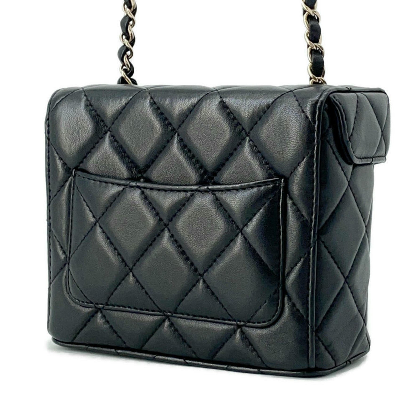 Chanel Chain Shoulder Bag Matelasse Coco Mark Vanity Lambskin