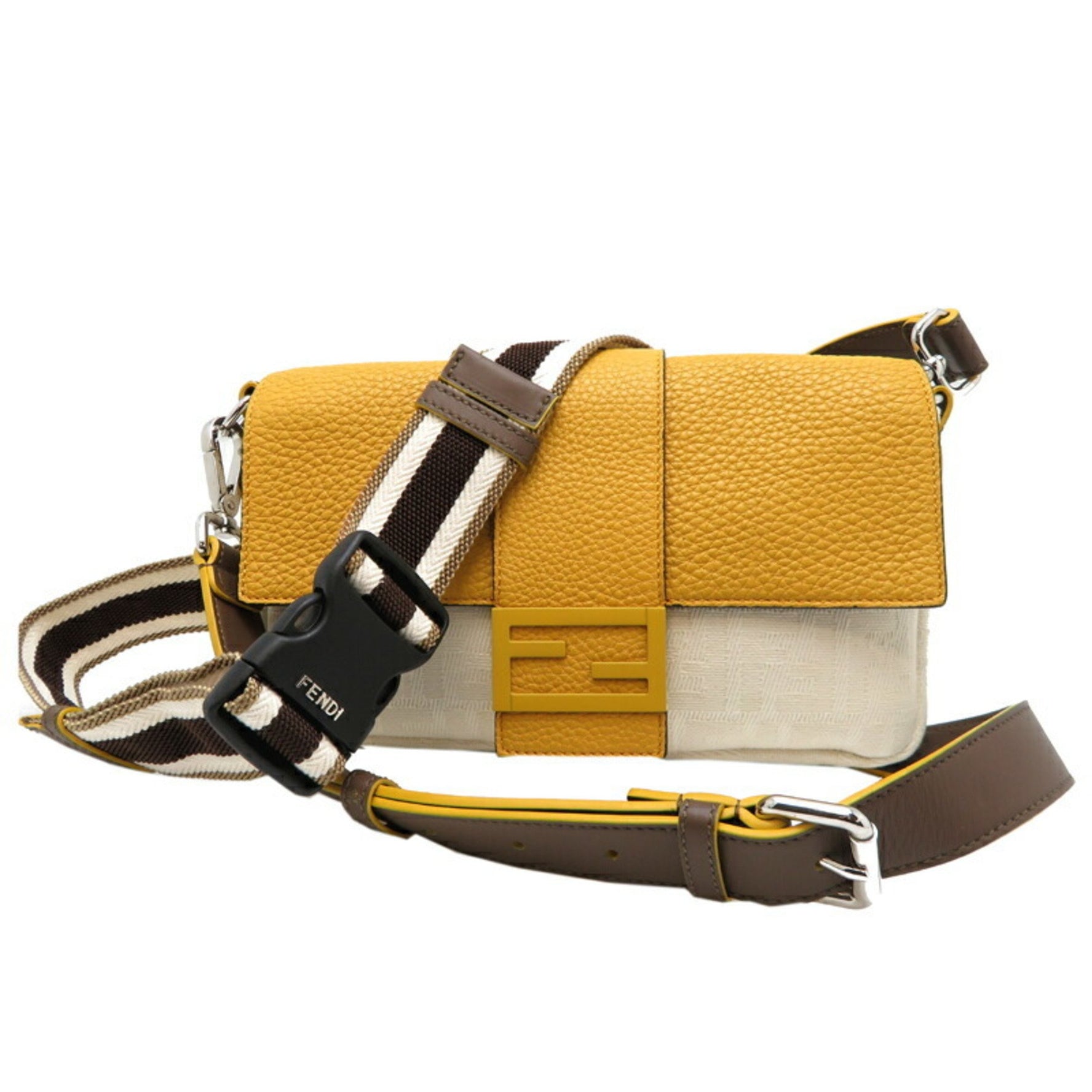 Fendi Bucket Shoulder Bag Canvas Dark Yellow