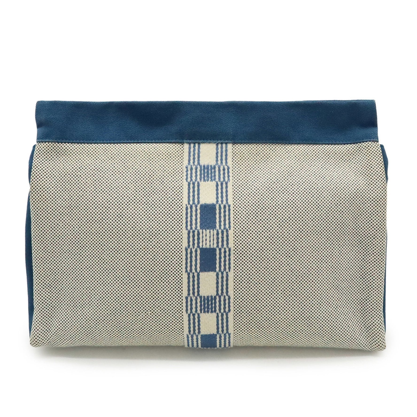 HERMES Jimetoux GM Clutch Bag, Second Travel Pouch, Multi-Case, Canvas, Blue and Ivory