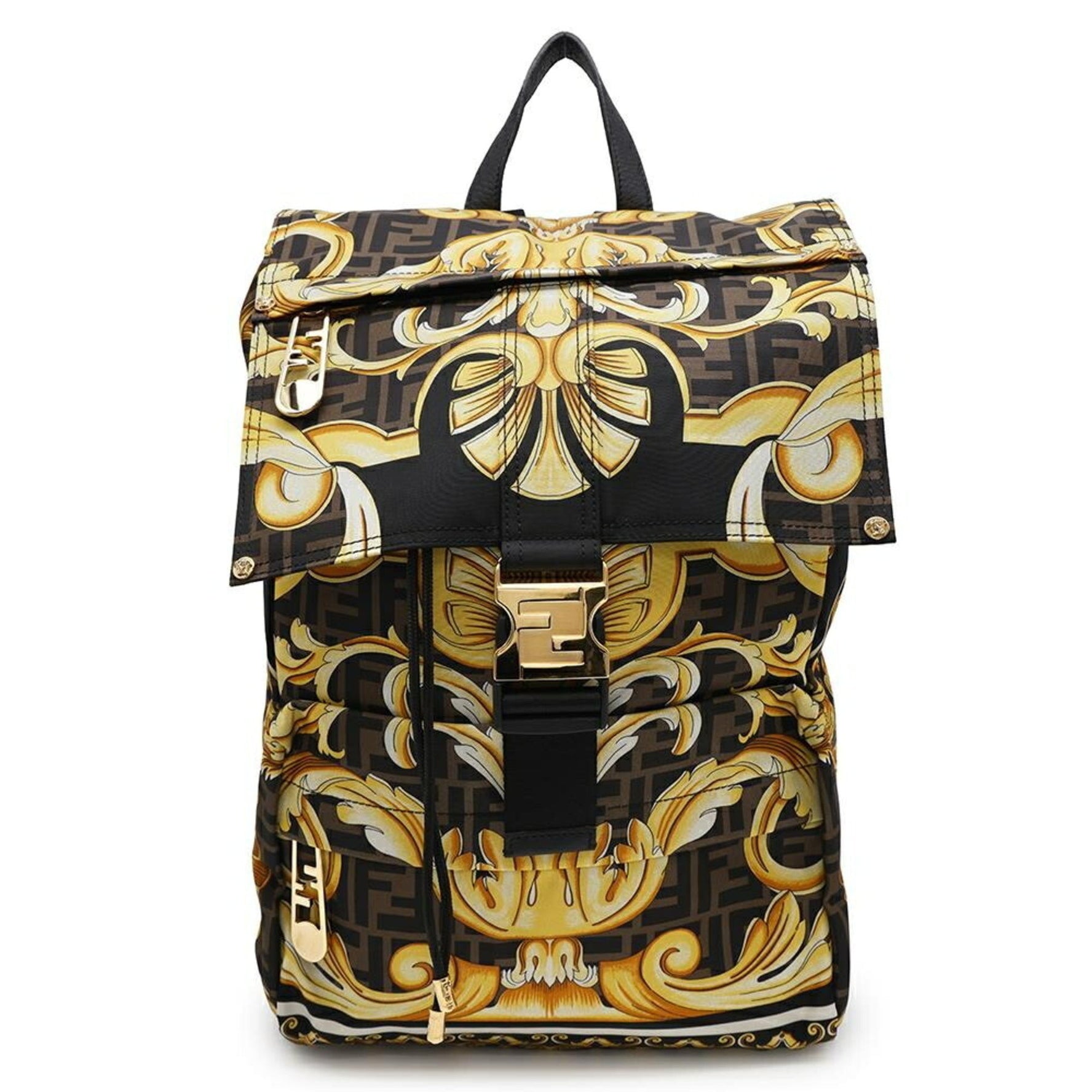 Fendi Backpack Fendace Bag Versace Collaboration Black
