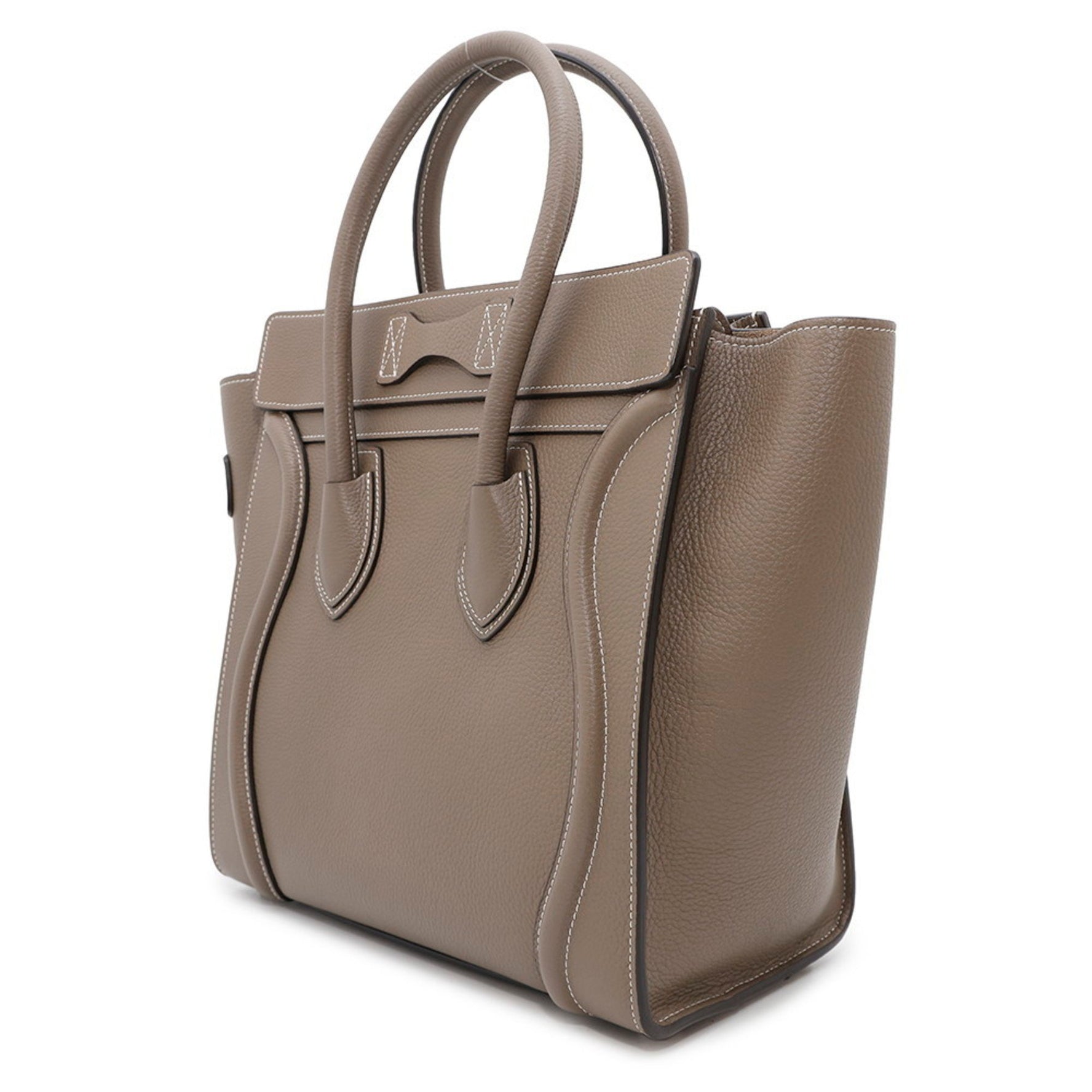 Celine Handbag Luggage Micro Shopper Leather Bag Greige