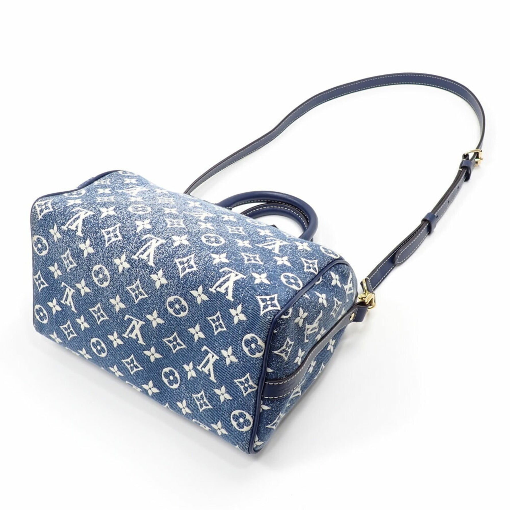 Louis Vuitton Monogram Jacquard Denim Speedy Bandouliere Handbag, Size 25, Marine