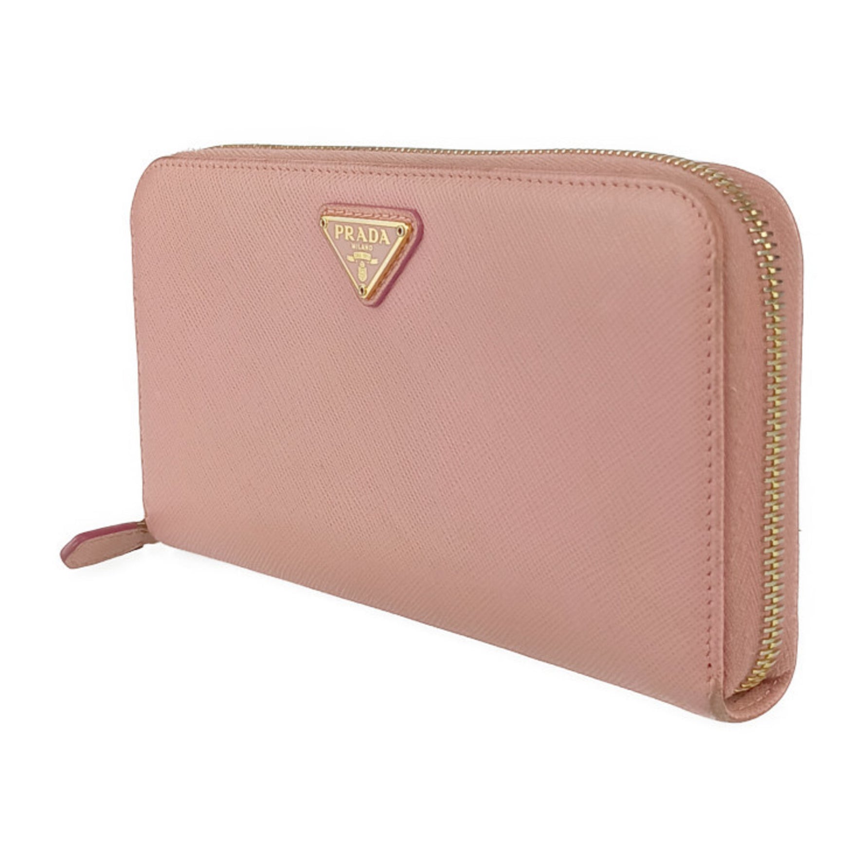 PRADA Long Wallet Saffiano Leather Round