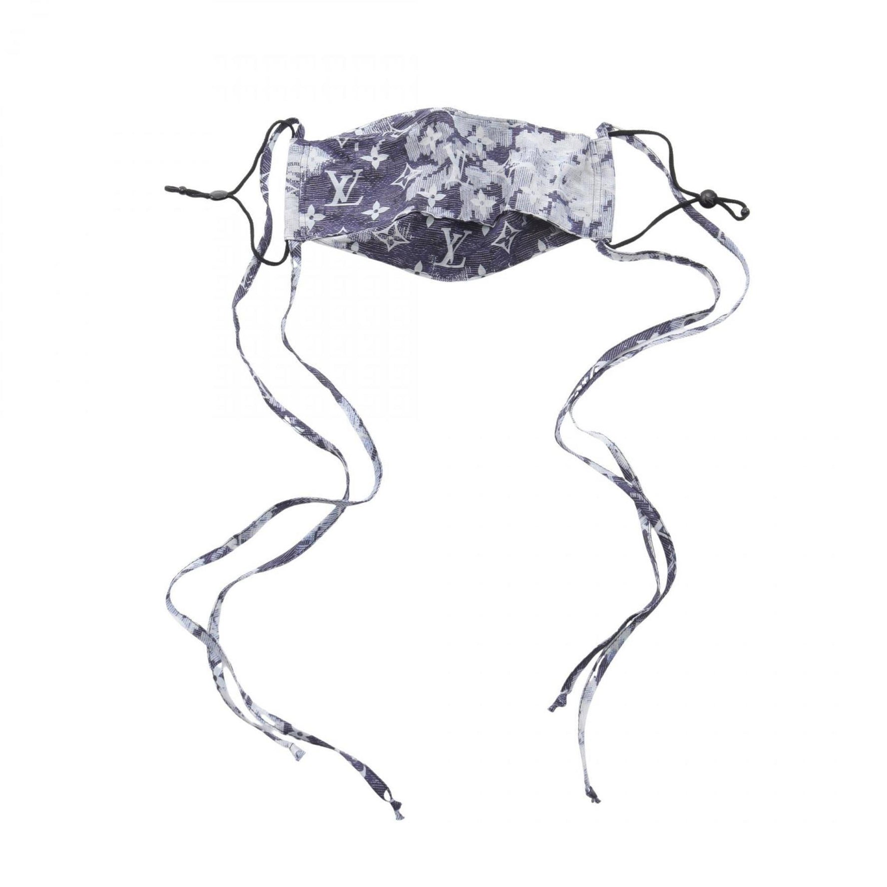 Louis Vuitton Mask Pouch Bandana Accessory, Cotton, Navy and White