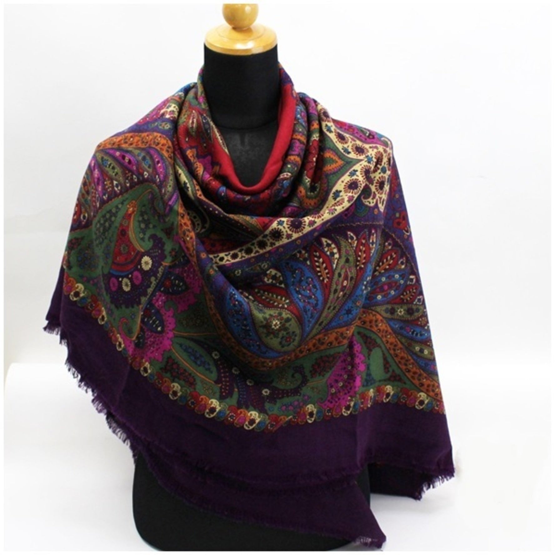 Gucci stole scarf muffler paisley pattern purple x multicolor ladies