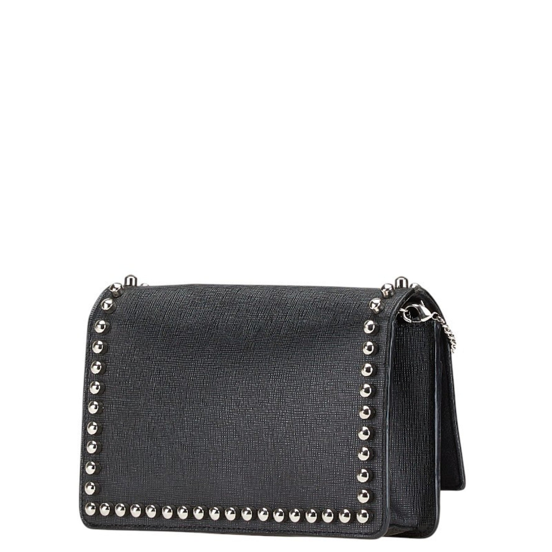 FENDI Carlito Studded Shoulder Bag in Leather