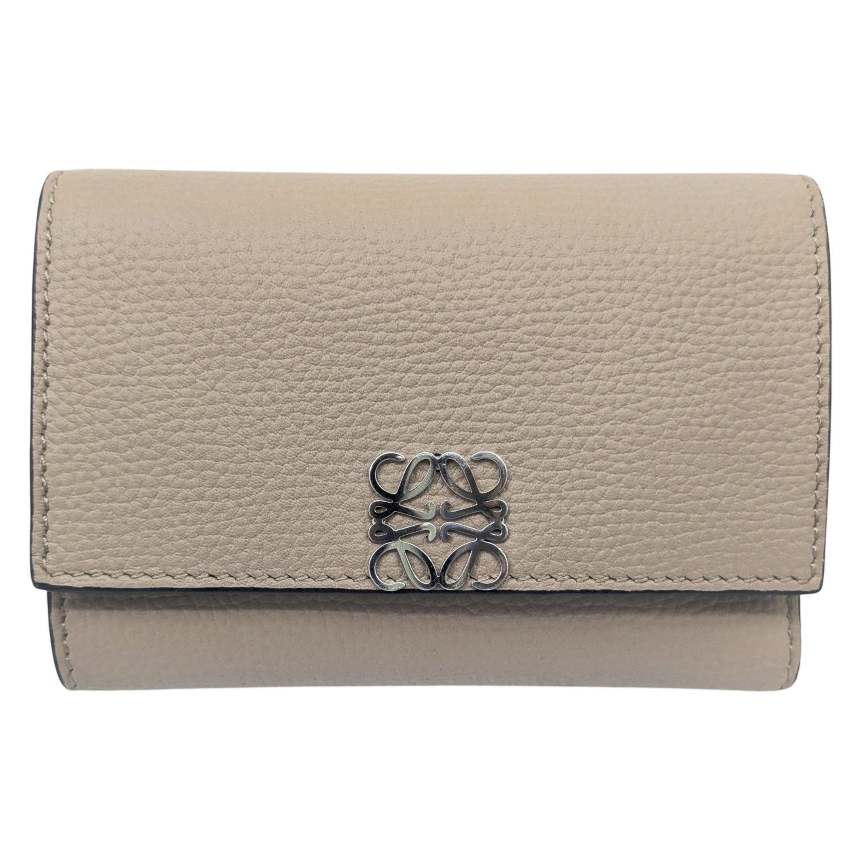 LOEWE Anagram Vertical Wallet Small, Pebble Grain Calfskin, Tri-fold, Compact Wallet