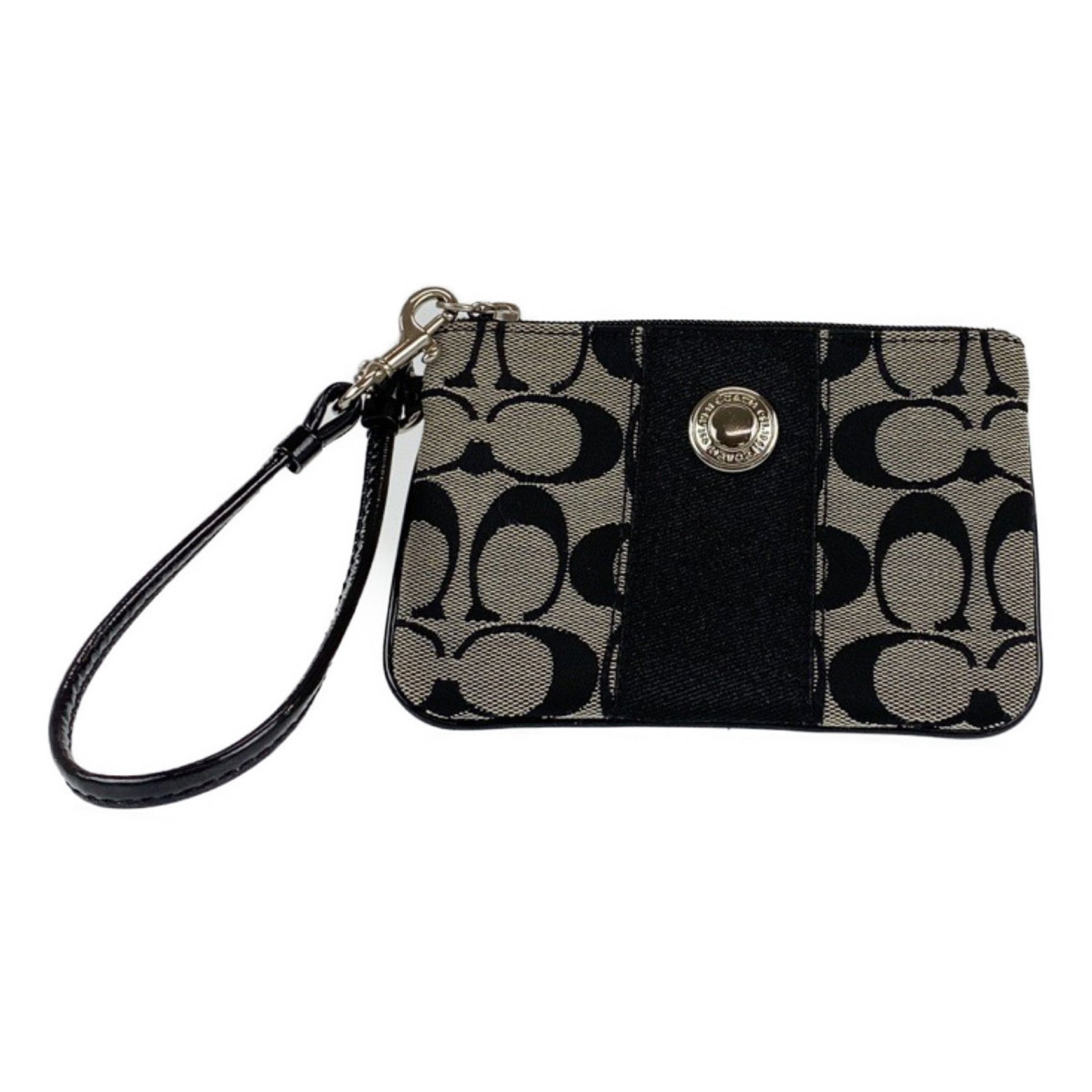 COACH Signature Silver Canvas Accessory Pouch Wristlet