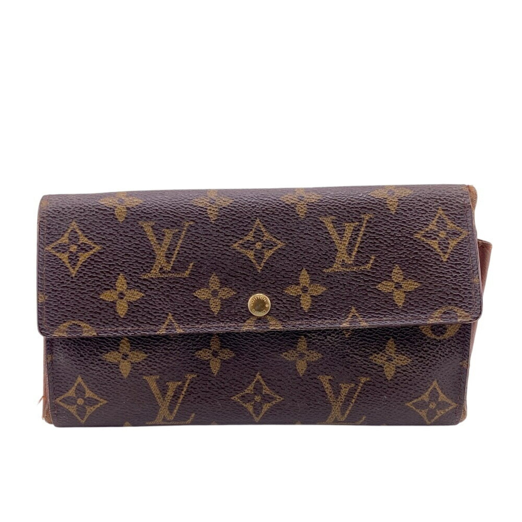 Louis Vuitton Wallet Portemonnais Credit Bi-fold Monogram Long Brown Unisex