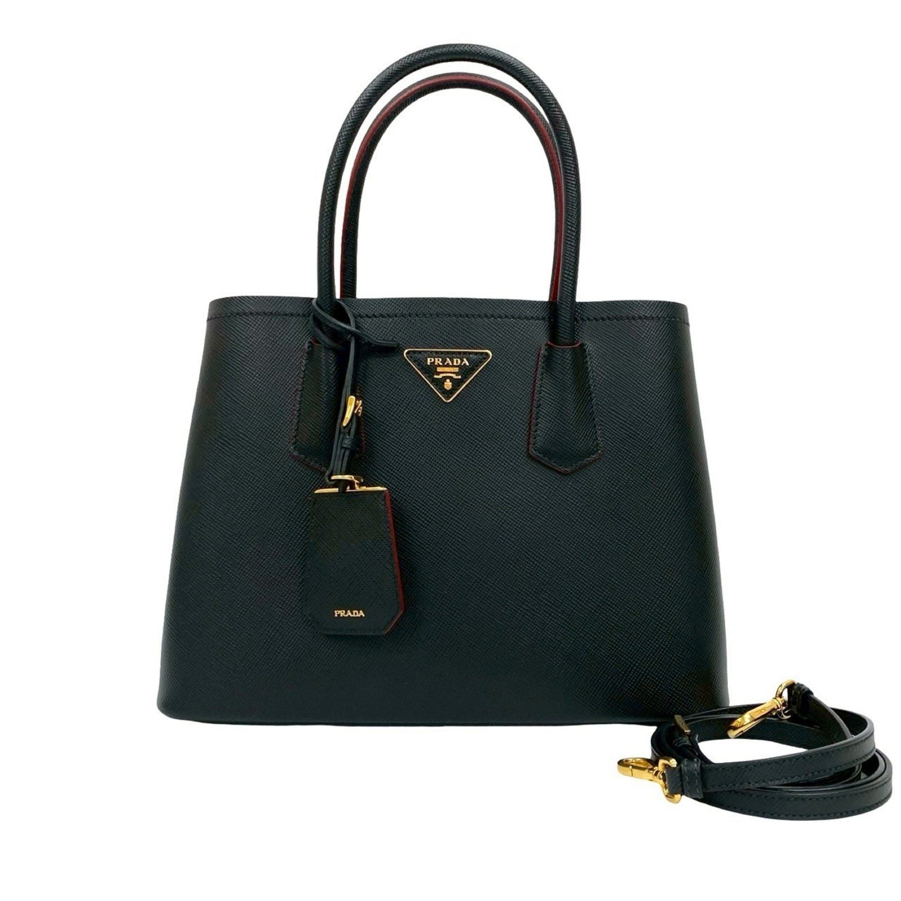 PRADA Triangle Logo Hardware Saffiano Leather Handbag Tote Bag Shoulder