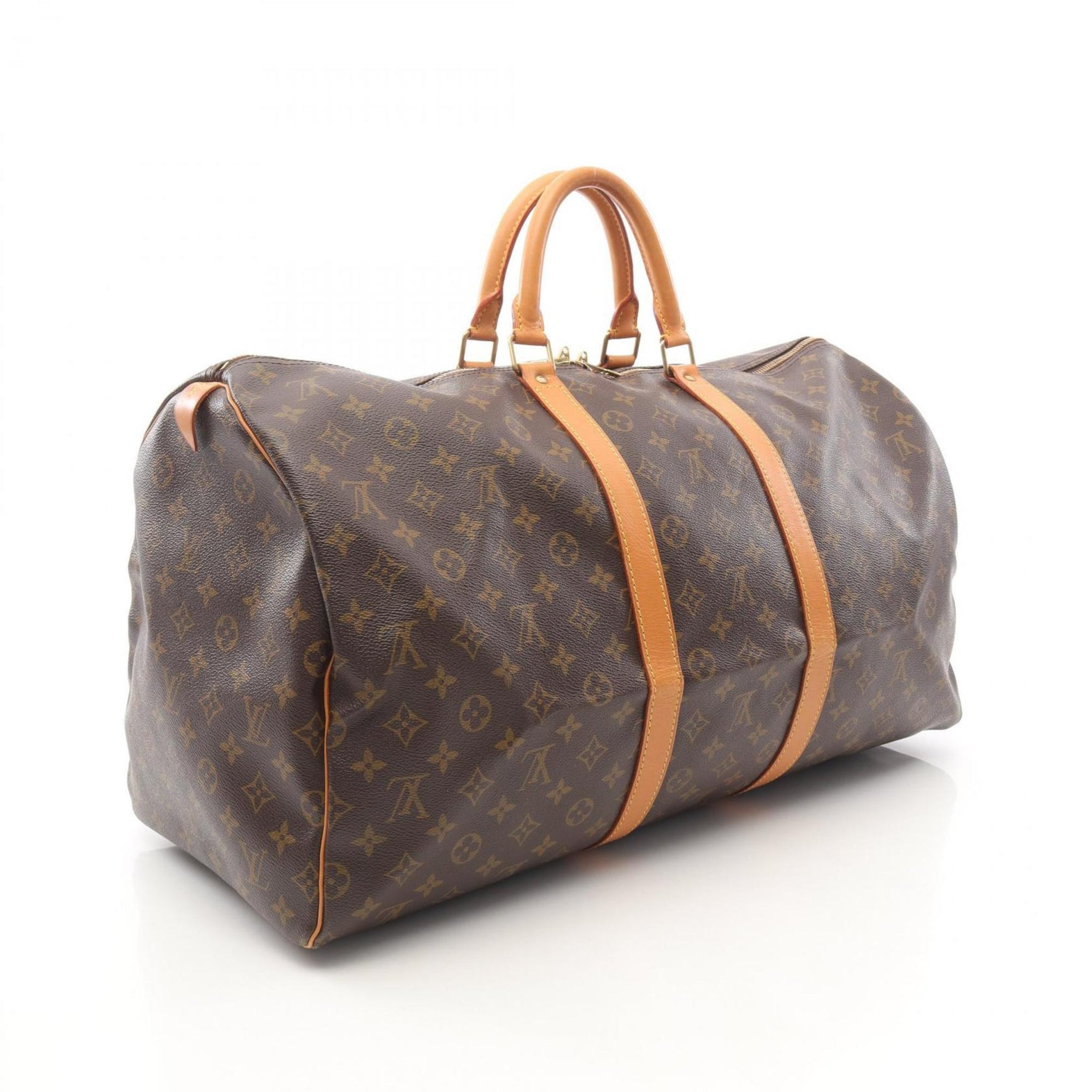 Louis Vuitton Keepall 55 Monogram Boston Bag, Coated Canvas and Leather, Brown, Women