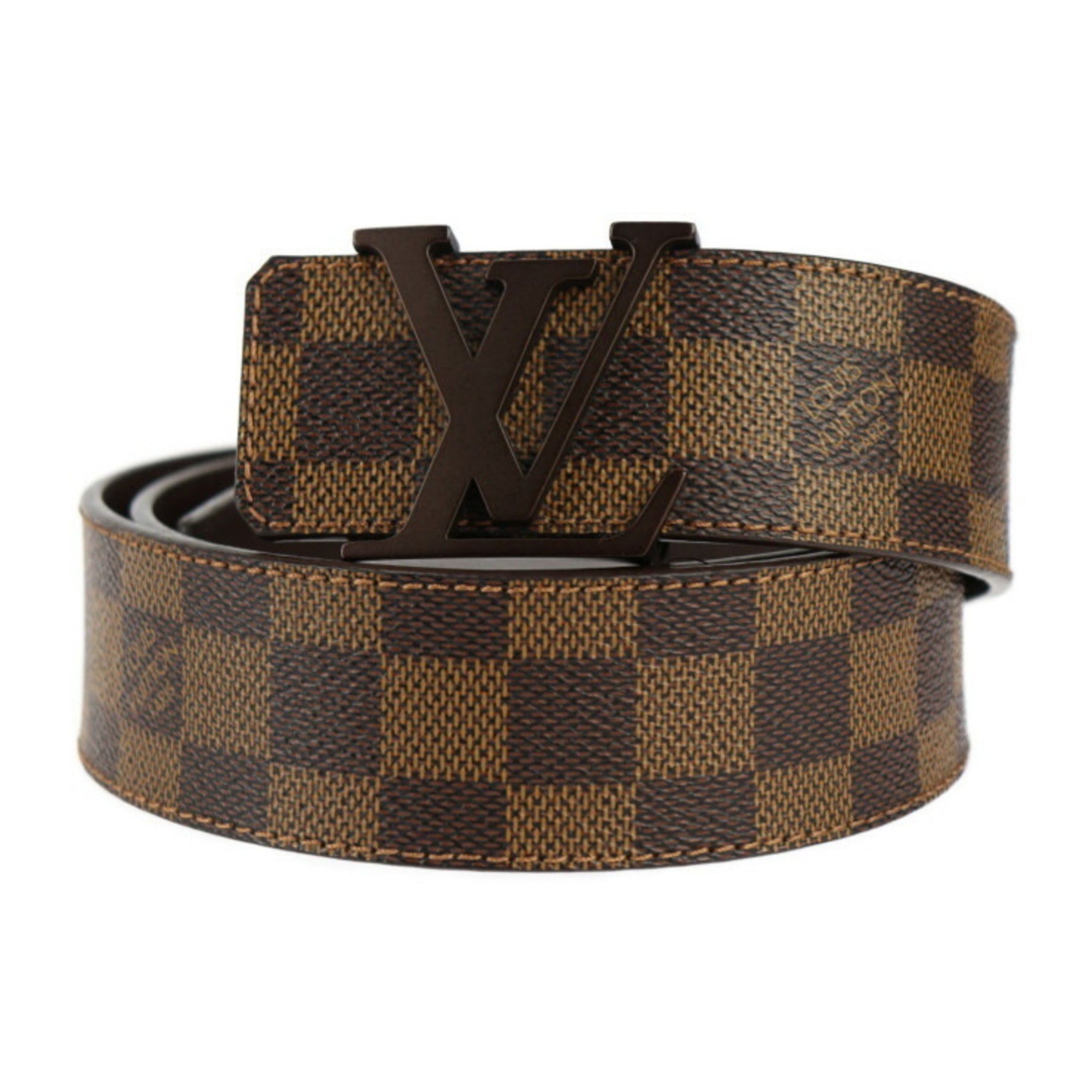Louis Vuitton Santur LV Initial Damier Belt Size 100 40 Leather Ebene Brown