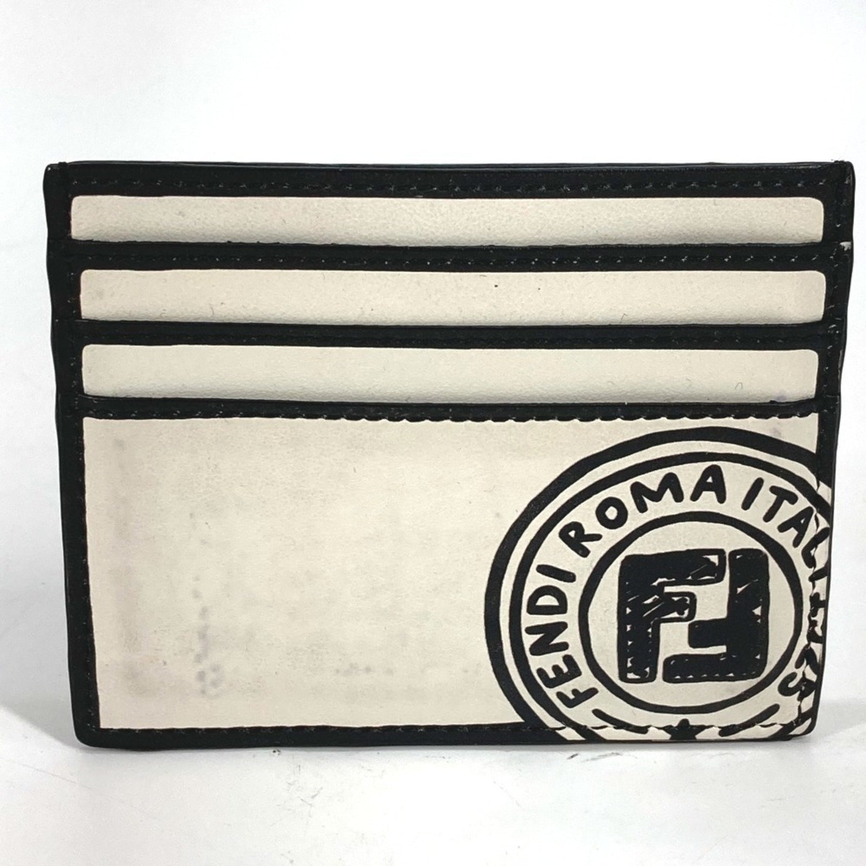 FENDI Joshua Vides Collaboration Pass Case Business Card Holder Leather Men's White